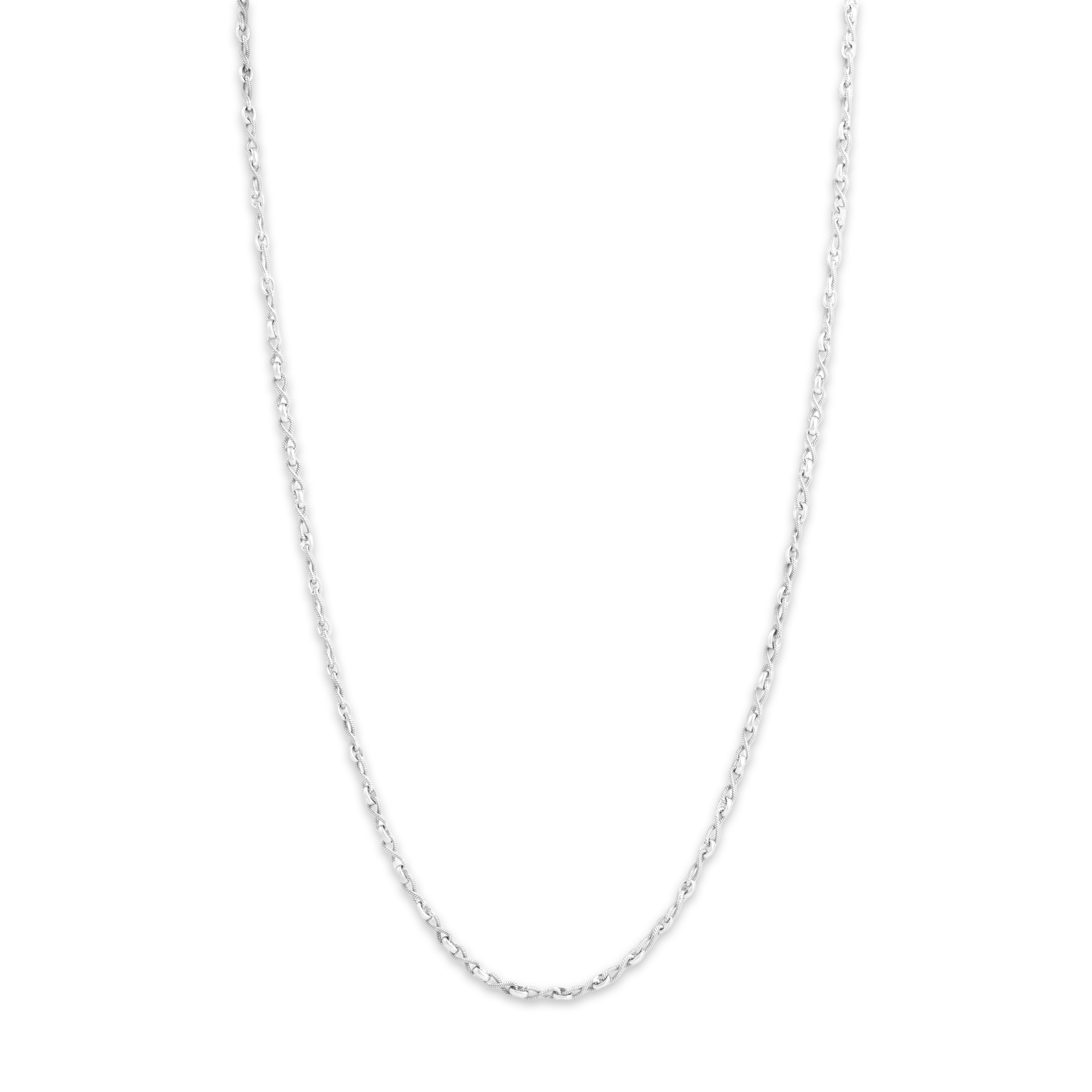 Vintage Italian 14k White Gold 2.8mm Chic Alternating Twisted Textured Link Chain - detail view #1