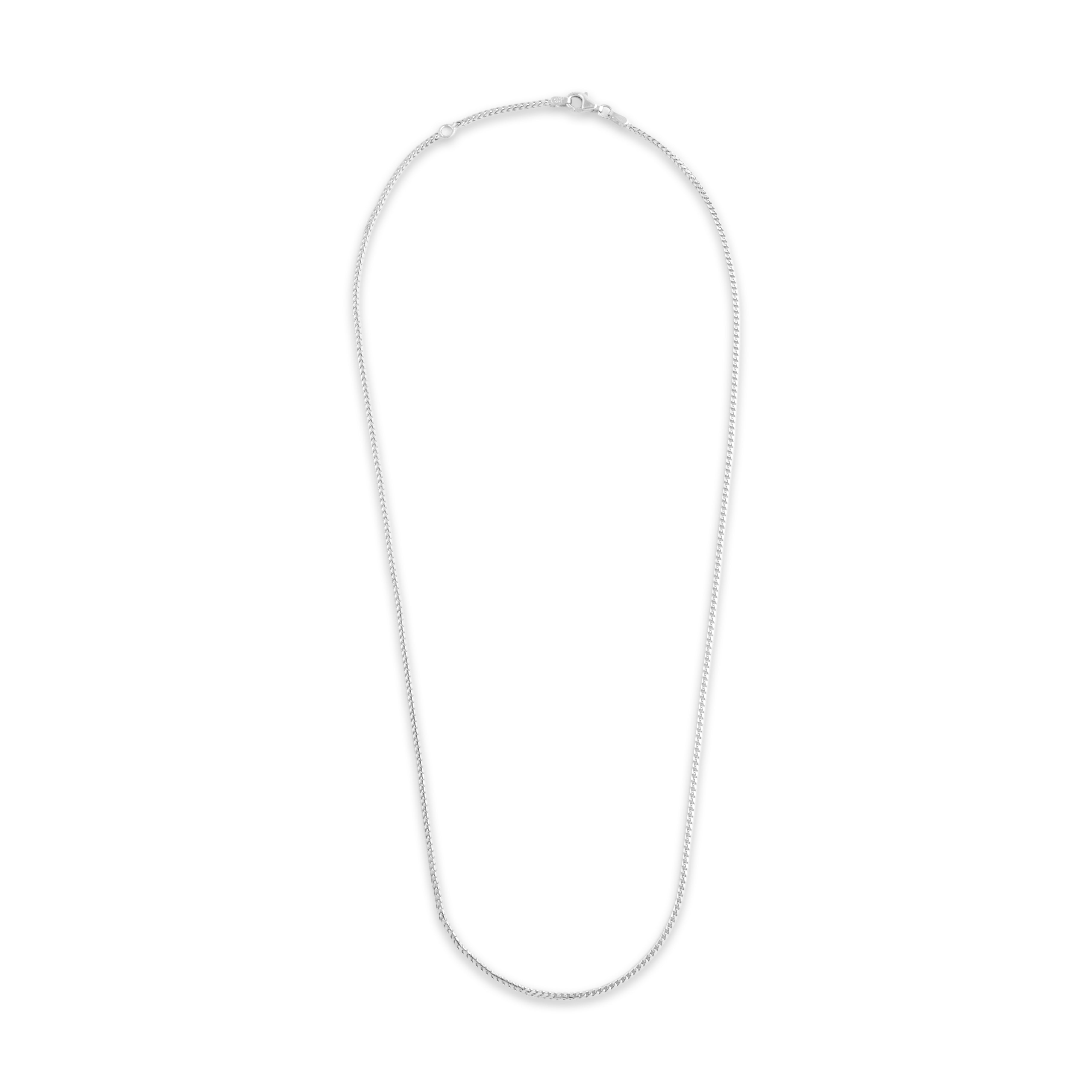 Vintage Italian 14k White Gold 1.55mm Dimensional Squared Foxtail Adjustable Chain - Overall view