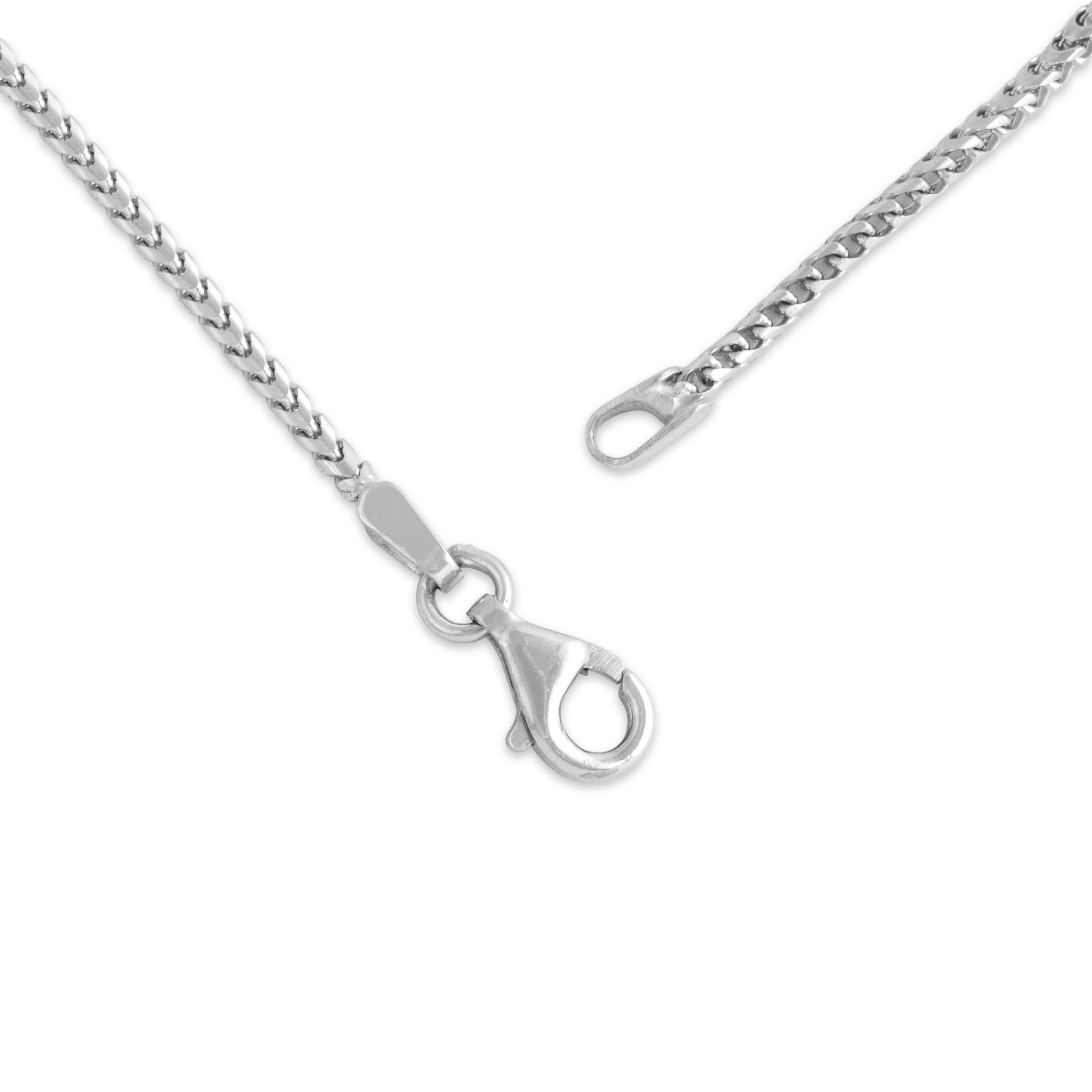 Vintage Italian 14k White Gold 1.55mm Dimensional Squared Foxtail Adjustable Chain - clasp view