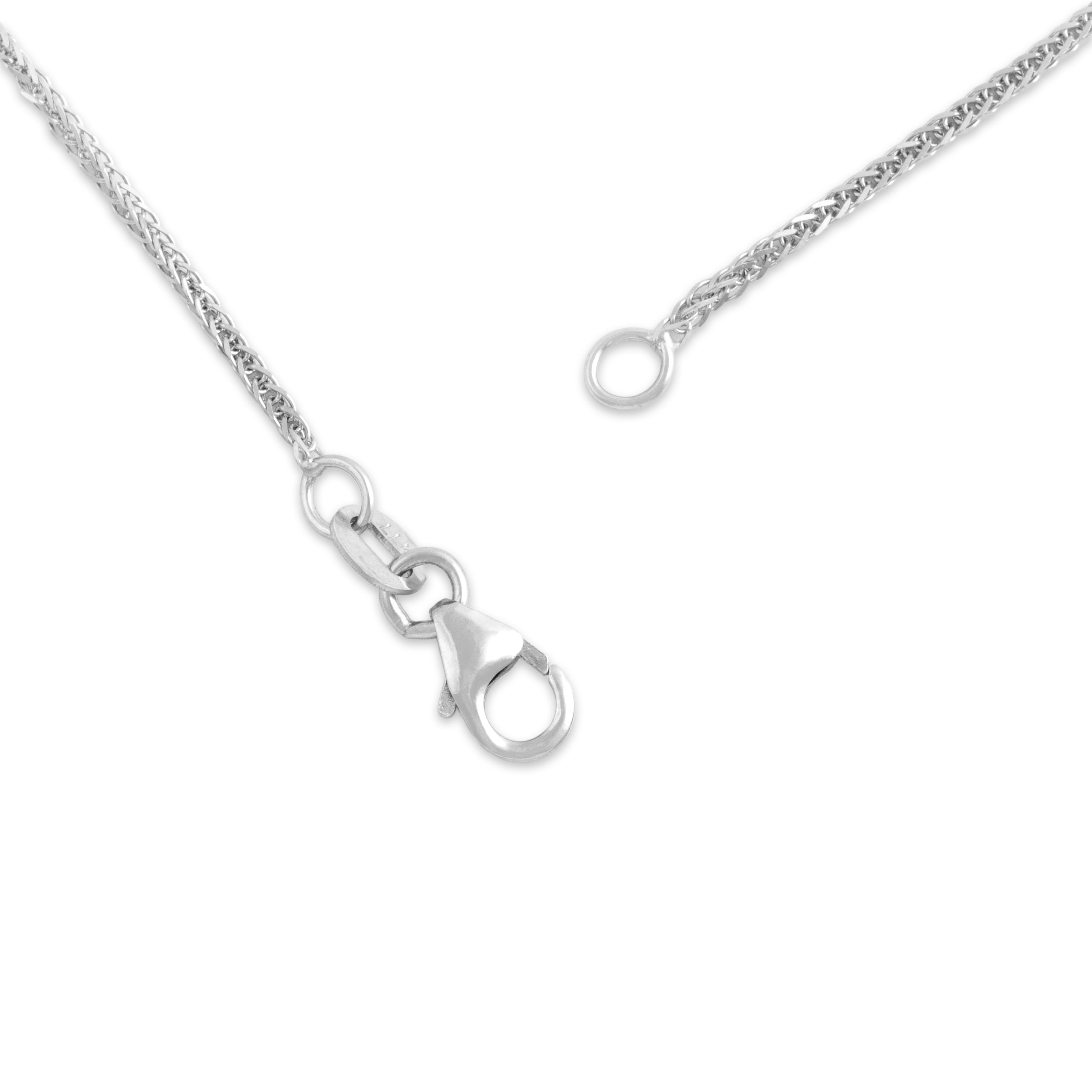 Estate Italian 14k White Gold 1.1mm Flashing Foxtail Chain - clasp view