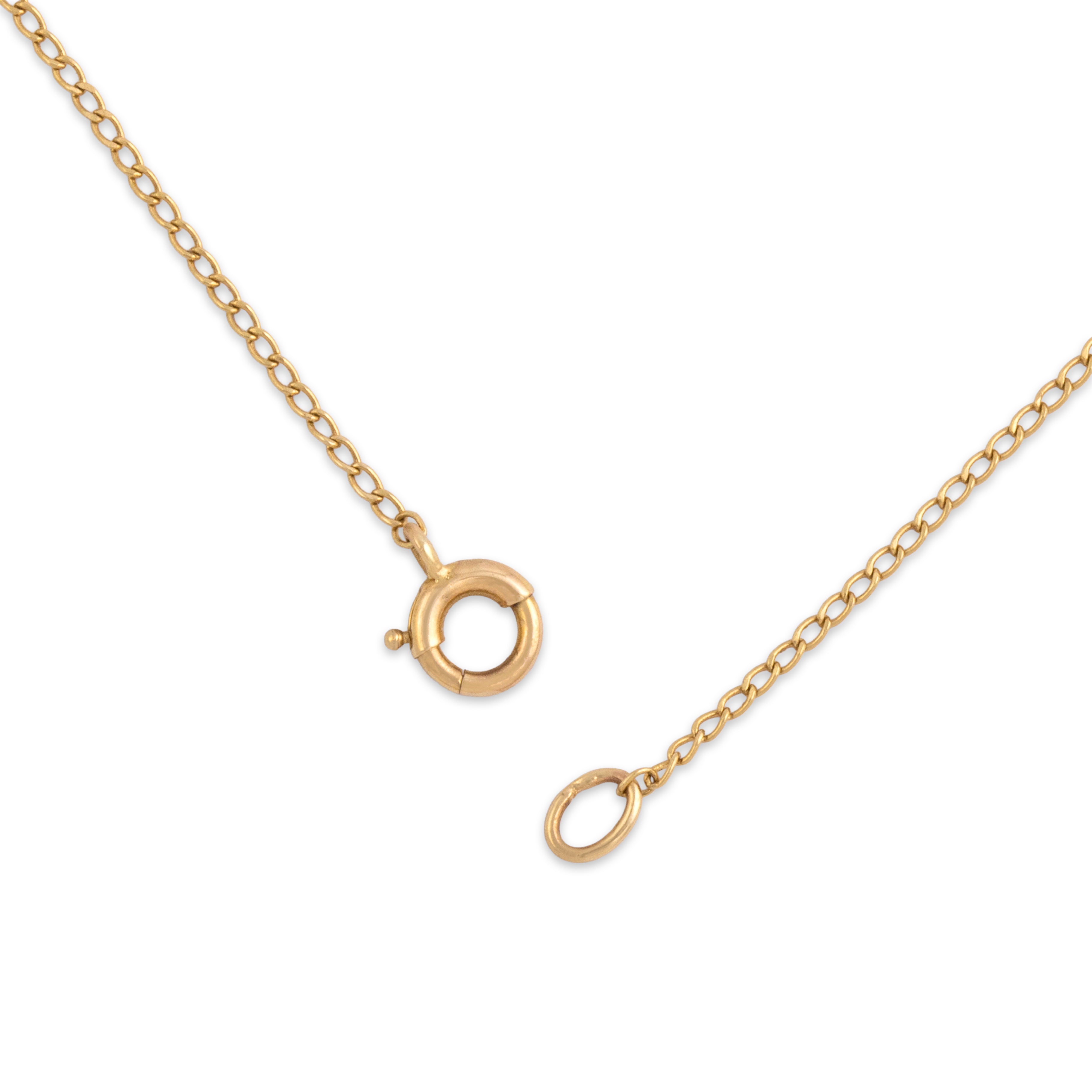 Vintage 14k Yellow Gold Pearl Feminine Curb Link Drop Necklace 15