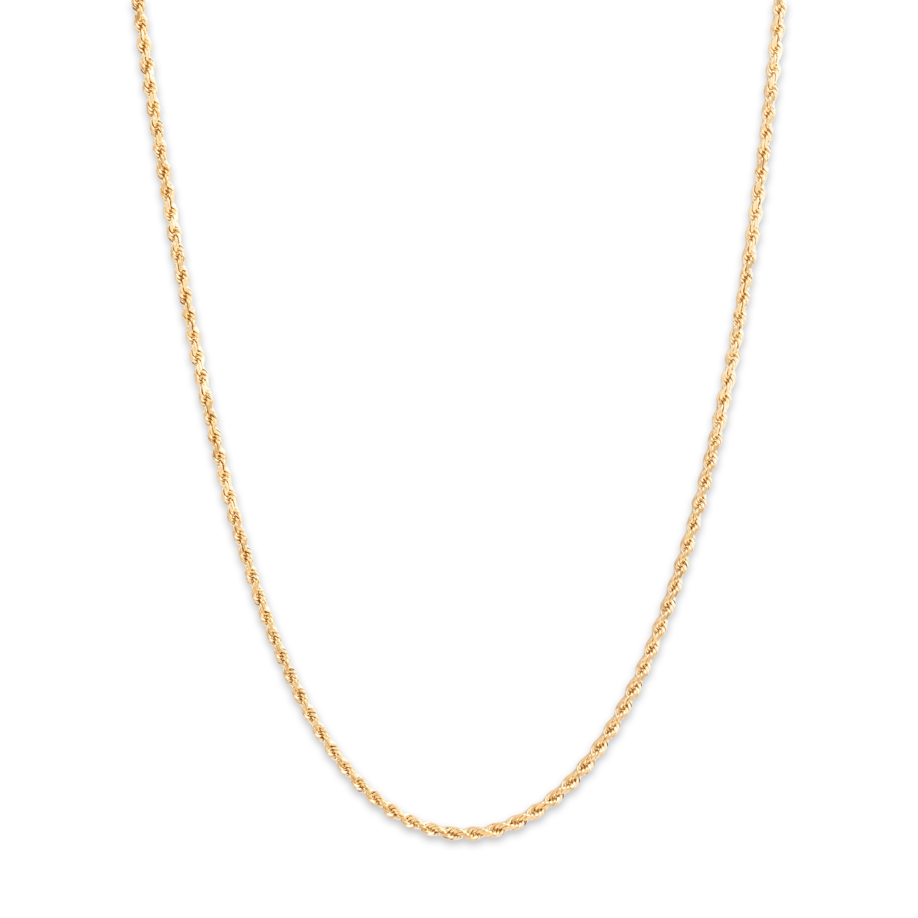Vintage 14k Yellow Gold 1.7mm Long Spiraling Rope Chain - Close-up view