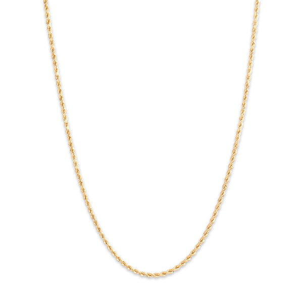 Vintage 14k Yellow Gold 1.7mm Long Spiraling Rope Chain 24