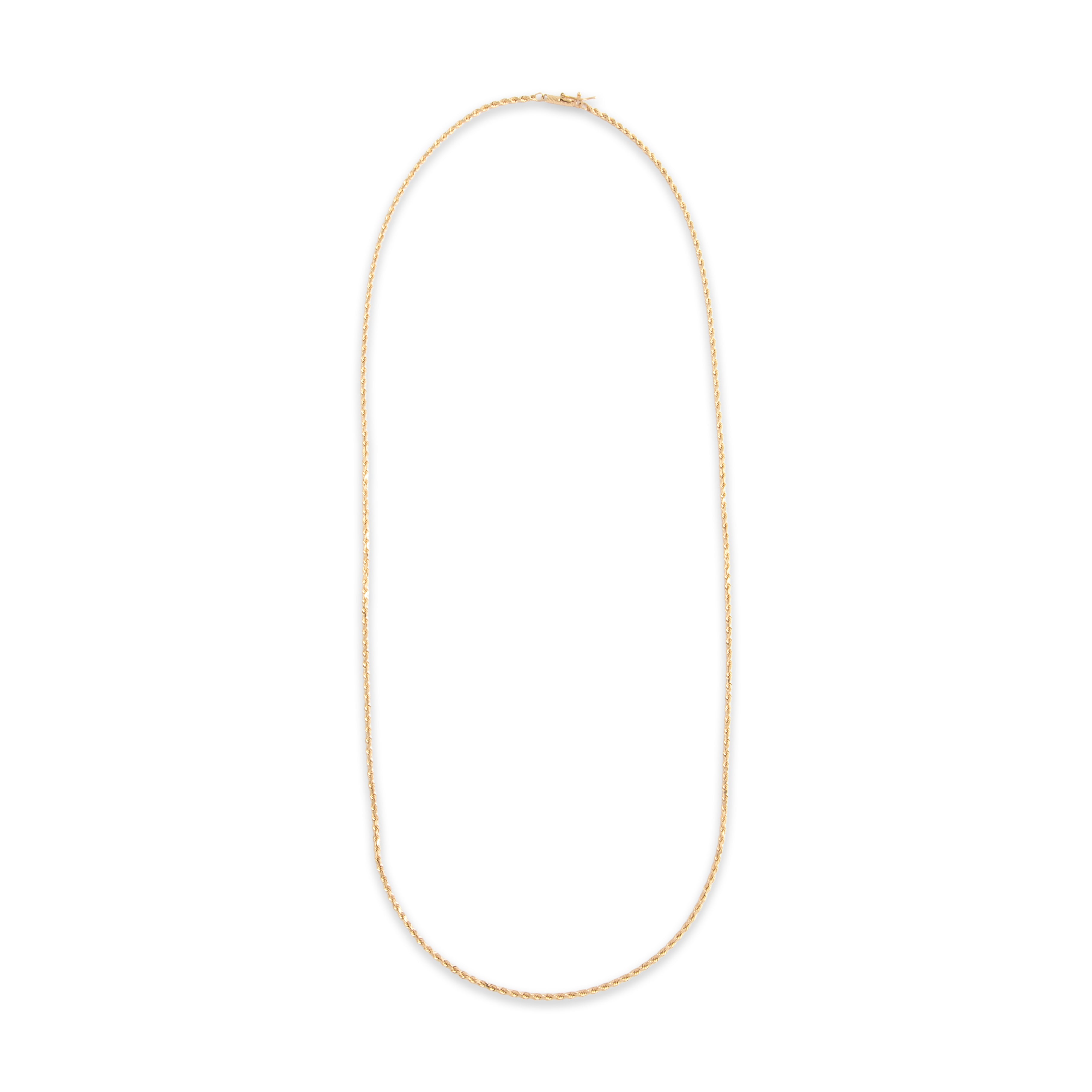 Vintage 14k Yellow Gold 1.7mm Long Spiraling Rope Chain - Overall view