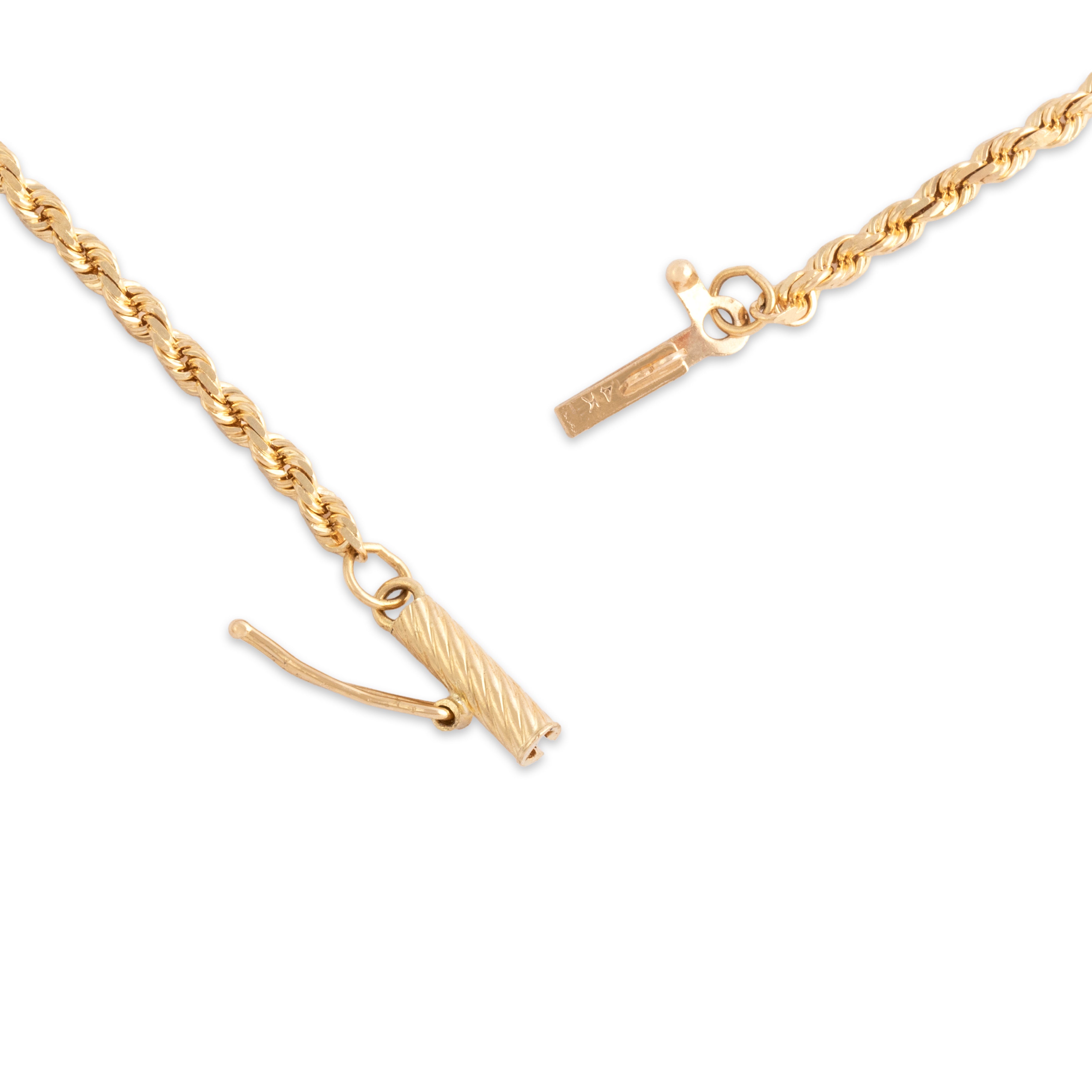 Vintage 14k Yellow Gold 1.7mm Long Spiraling Rope Chain - clasp view