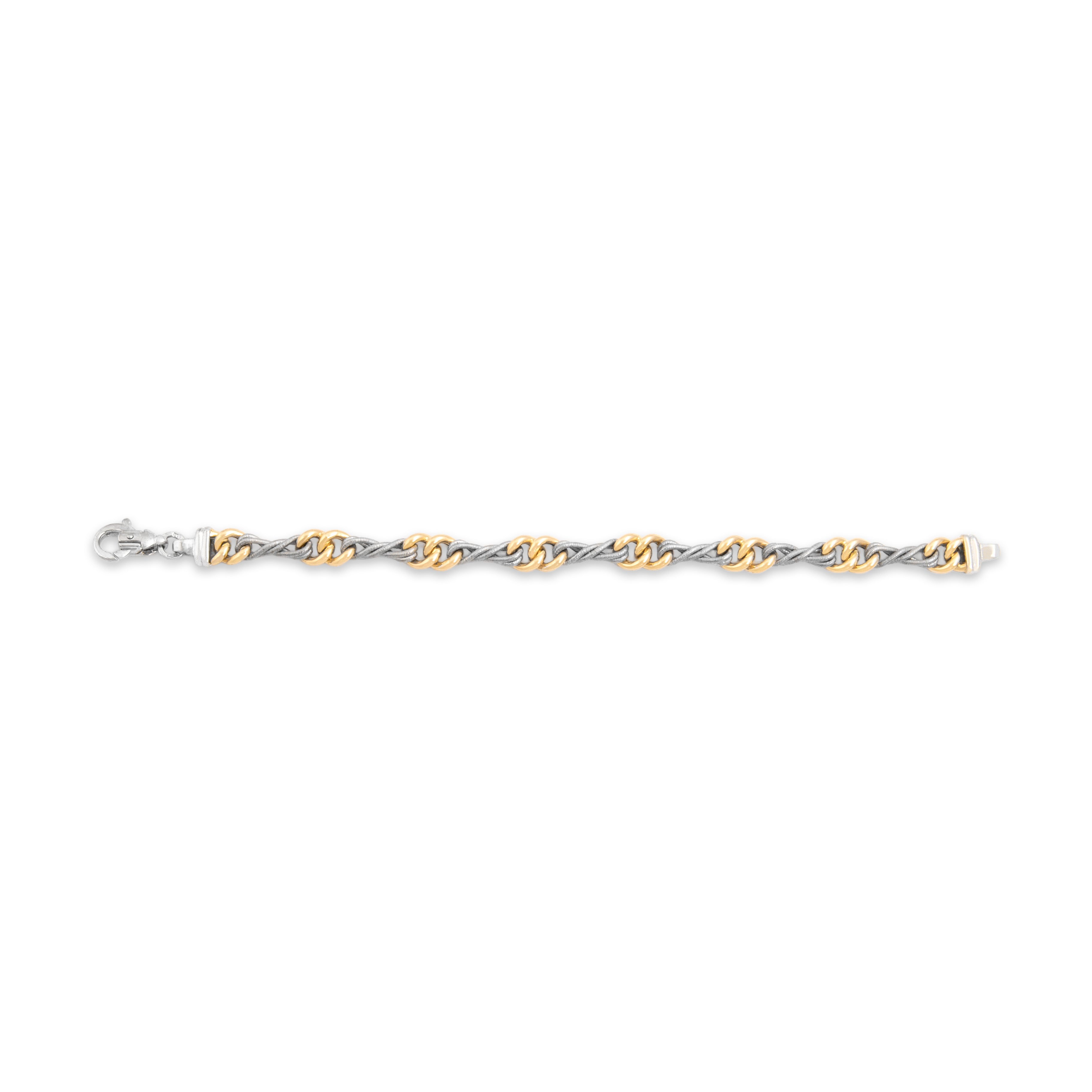 Vintage Italian 14k White & Yellow Gold Incredible Coiled Multi-Link Bracelet 6.75