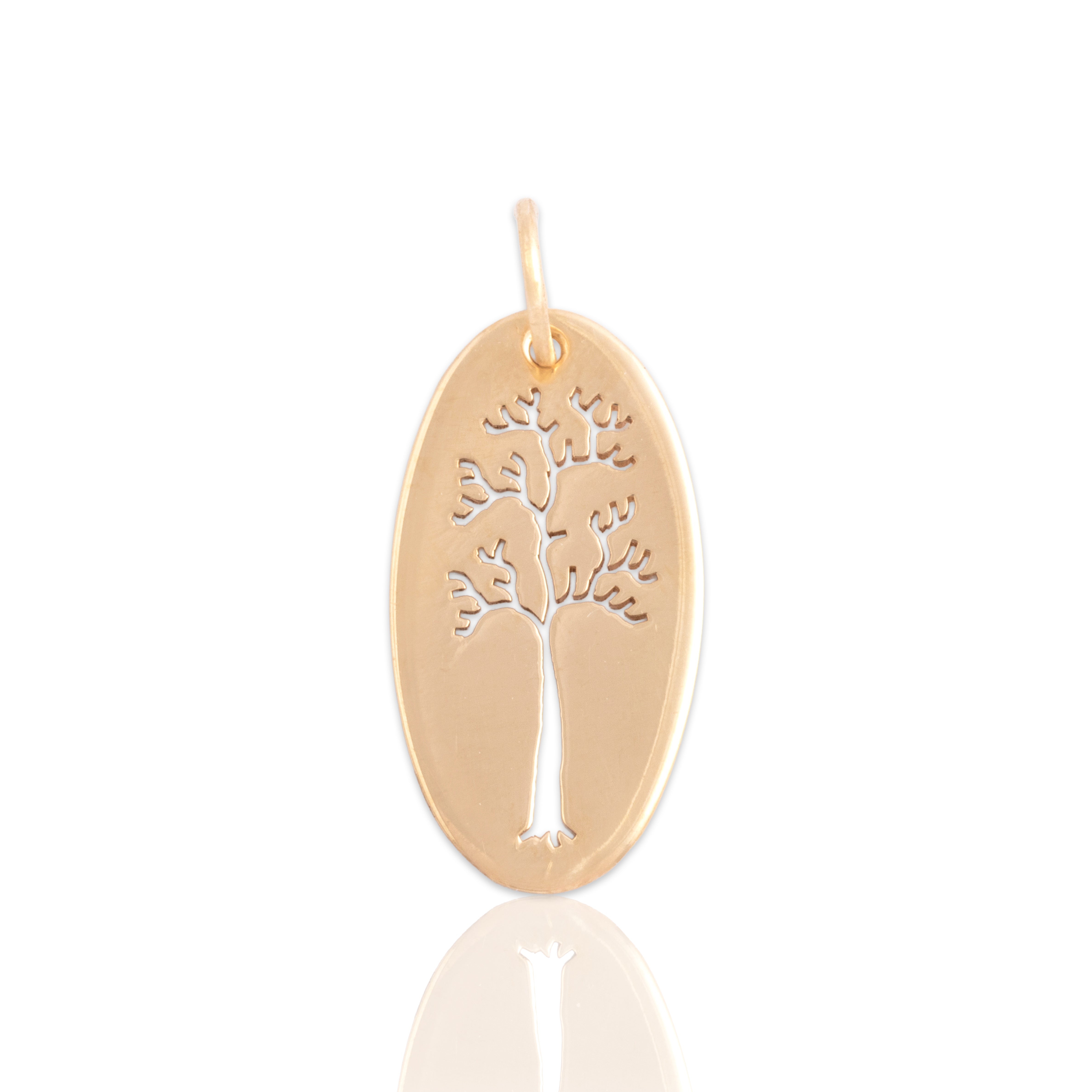 Vintage Lightweight 14k Yellow Gold Branching Tree Charm / Pendant - Close-up view