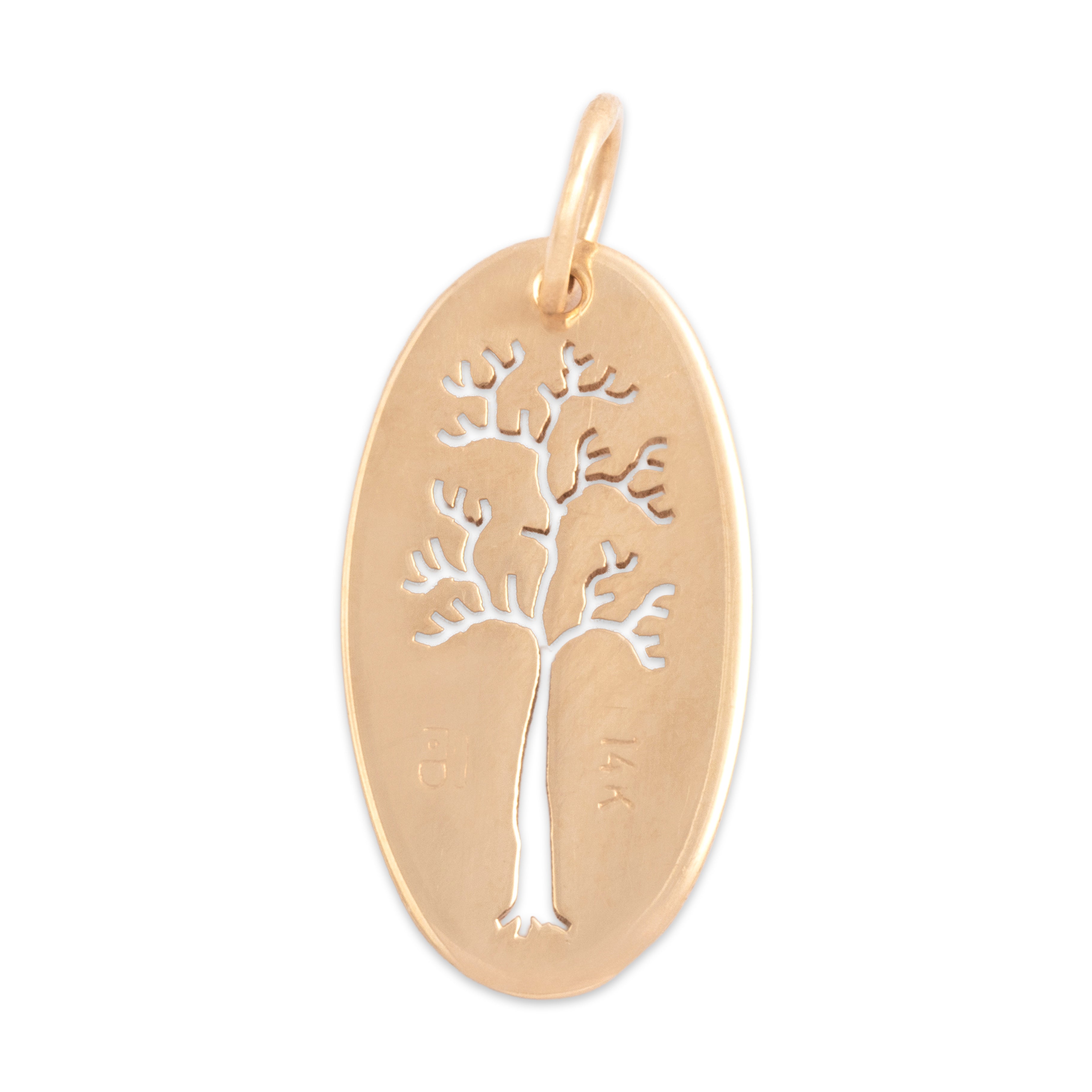 Vintage Lightweight 14k Yellow Gold Branching Tree Charm / Pendant - Back view