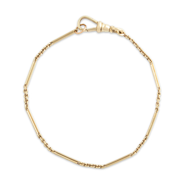 Antique 14k Yellow Gold Mixed Link Dog Clasp Bracelet - Close-up view
