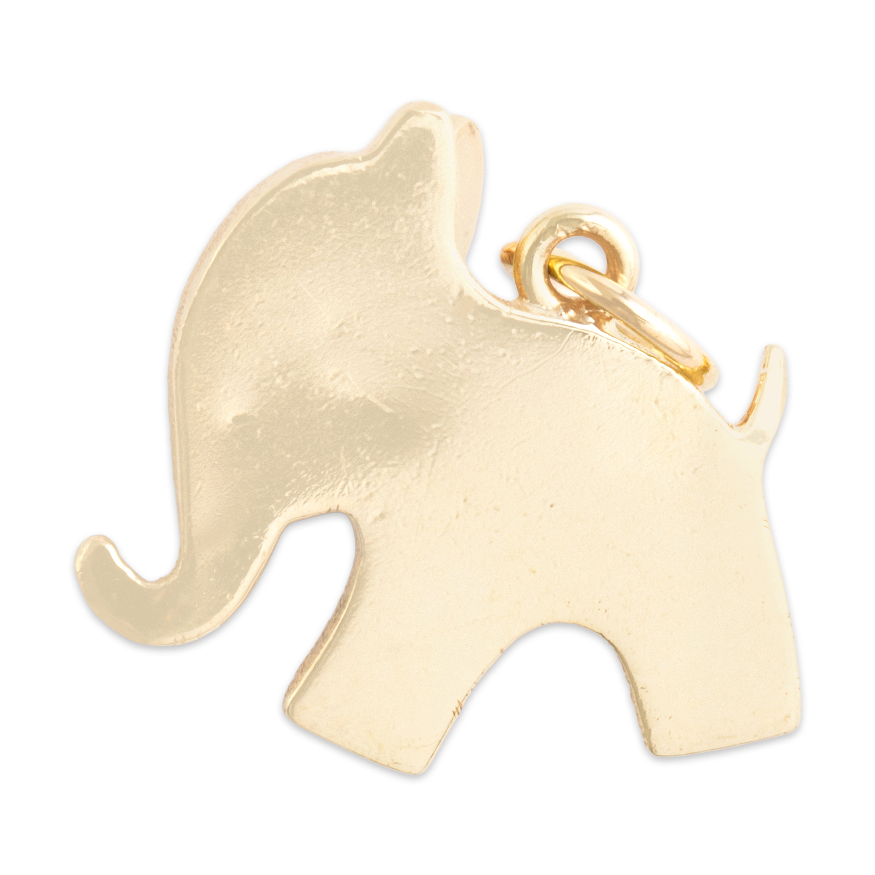 Vintage 14k Yellow Gold Adorable Brushed Puffy Elephant Charm / Pendant