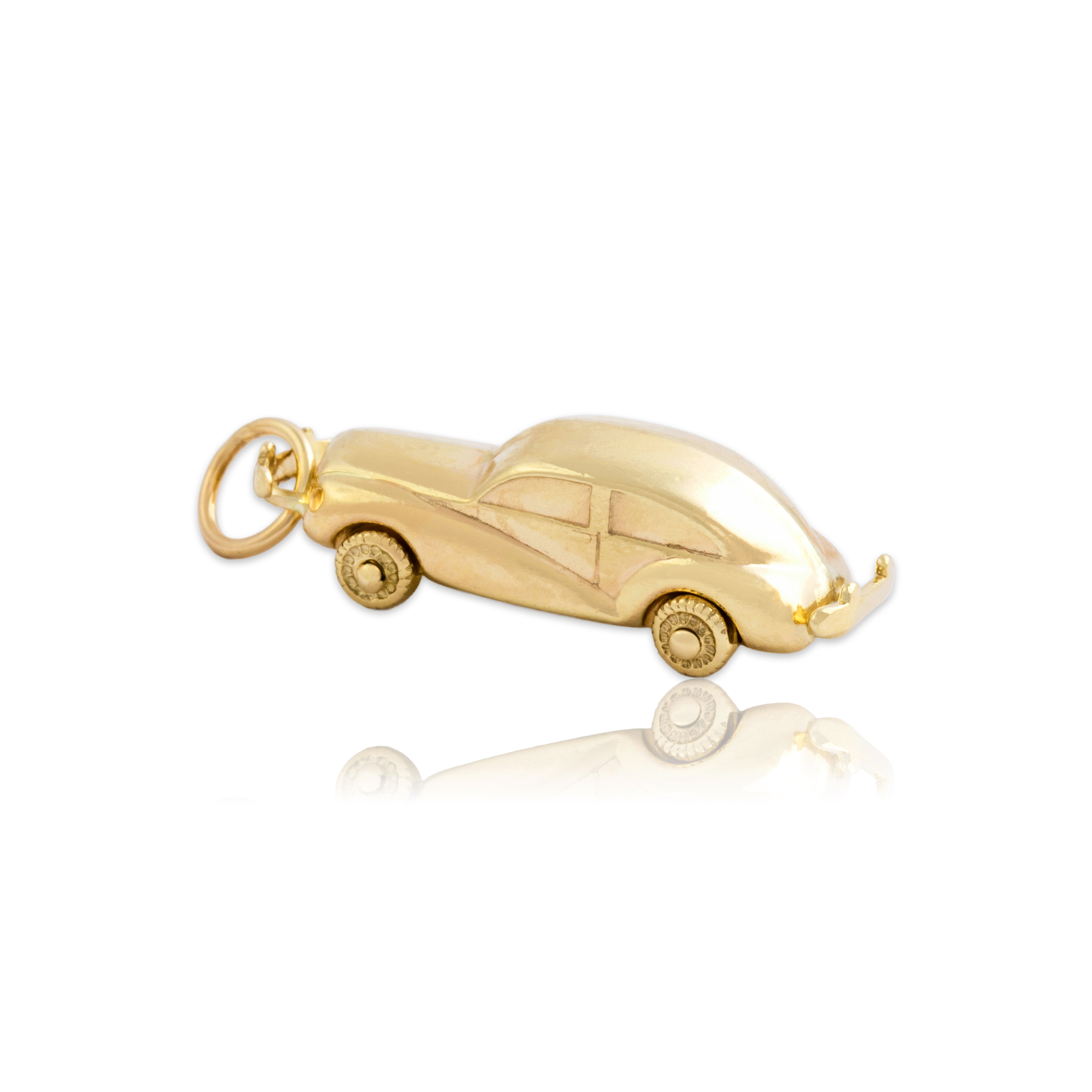 Vintage 14k Yellow Gold Dimensional Luxurious Car Charm / Pendant