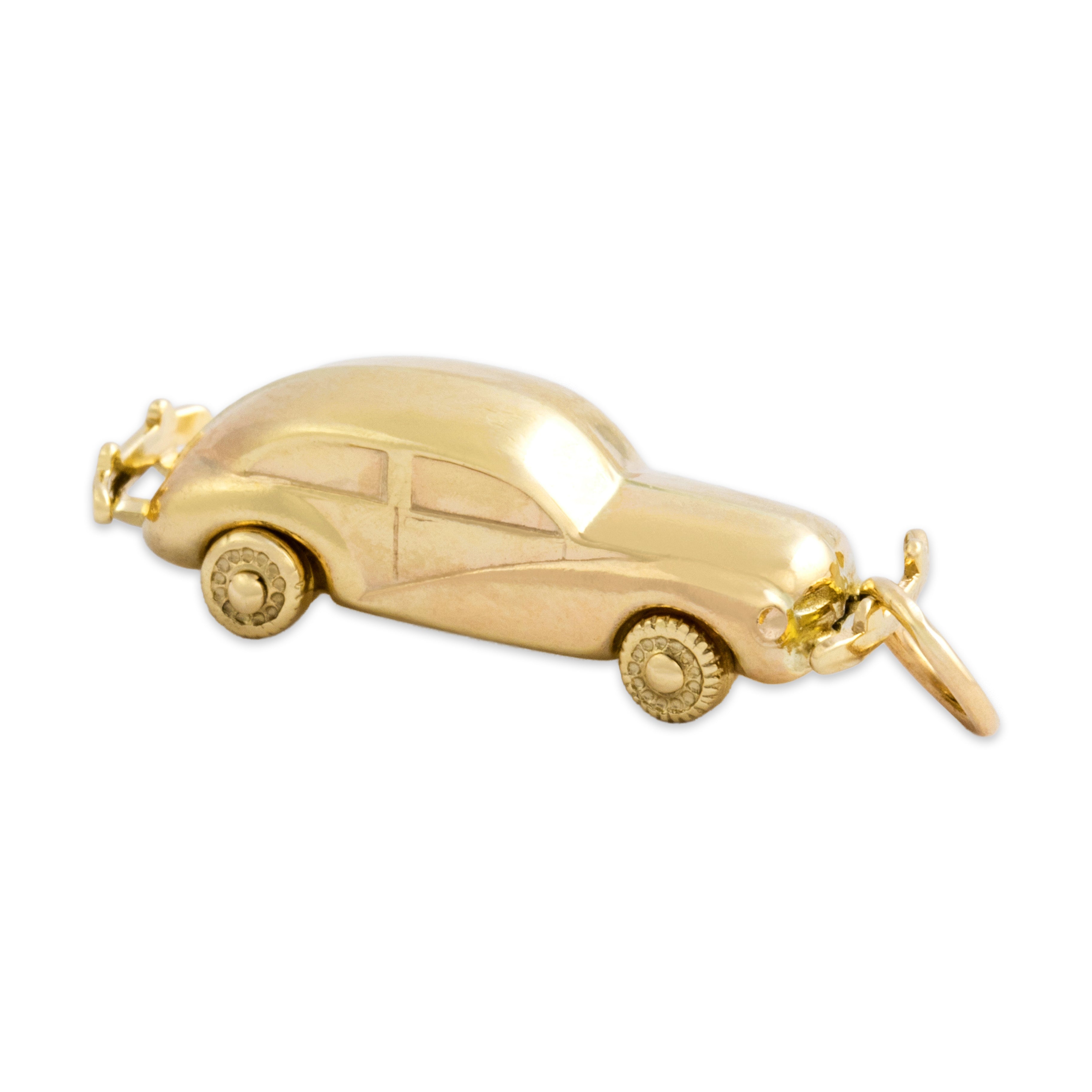 Vintage 14k Yellow Gold Dimensional Luxurious Car Charm / Pendant
