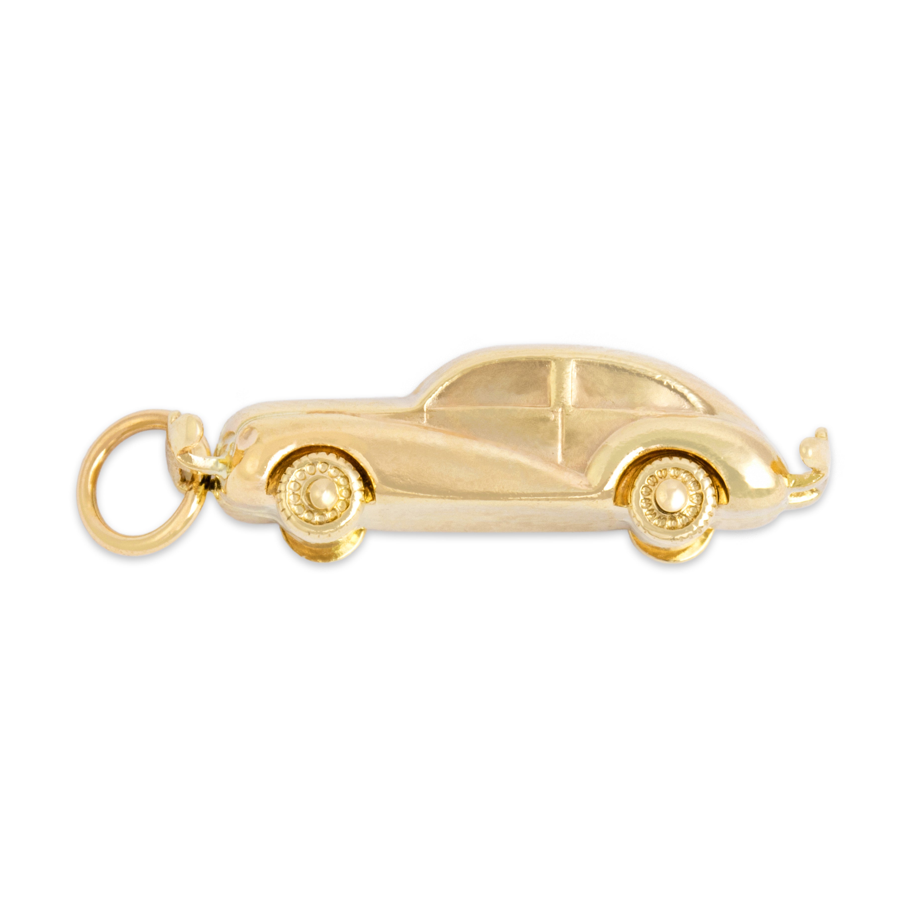 Vintage 14k Yellow Gold Dimensional Luxurious Car Charm / Pendant