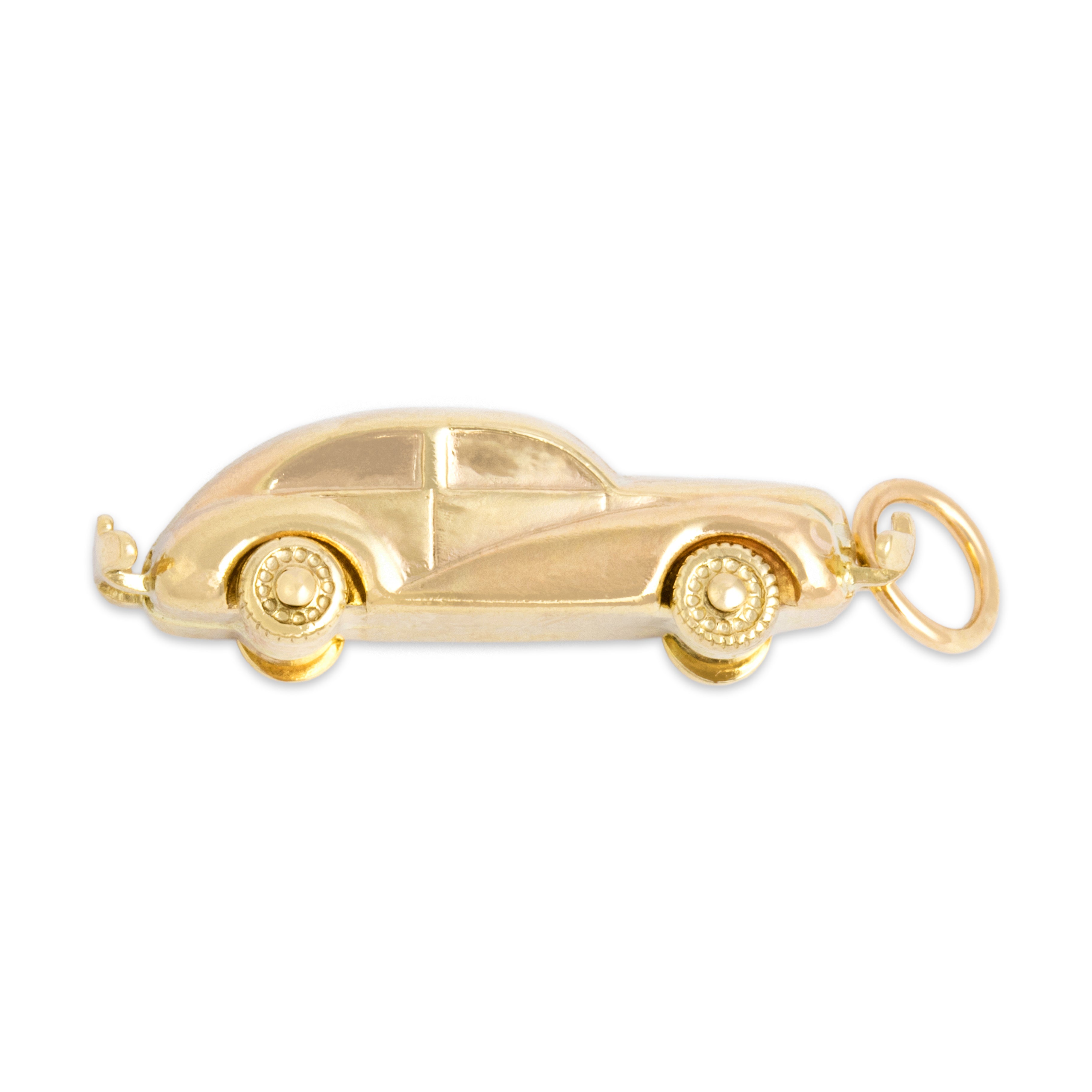 Vintage 14k Yellow Gold Dimensional Luxurious Car Charm / Pendant