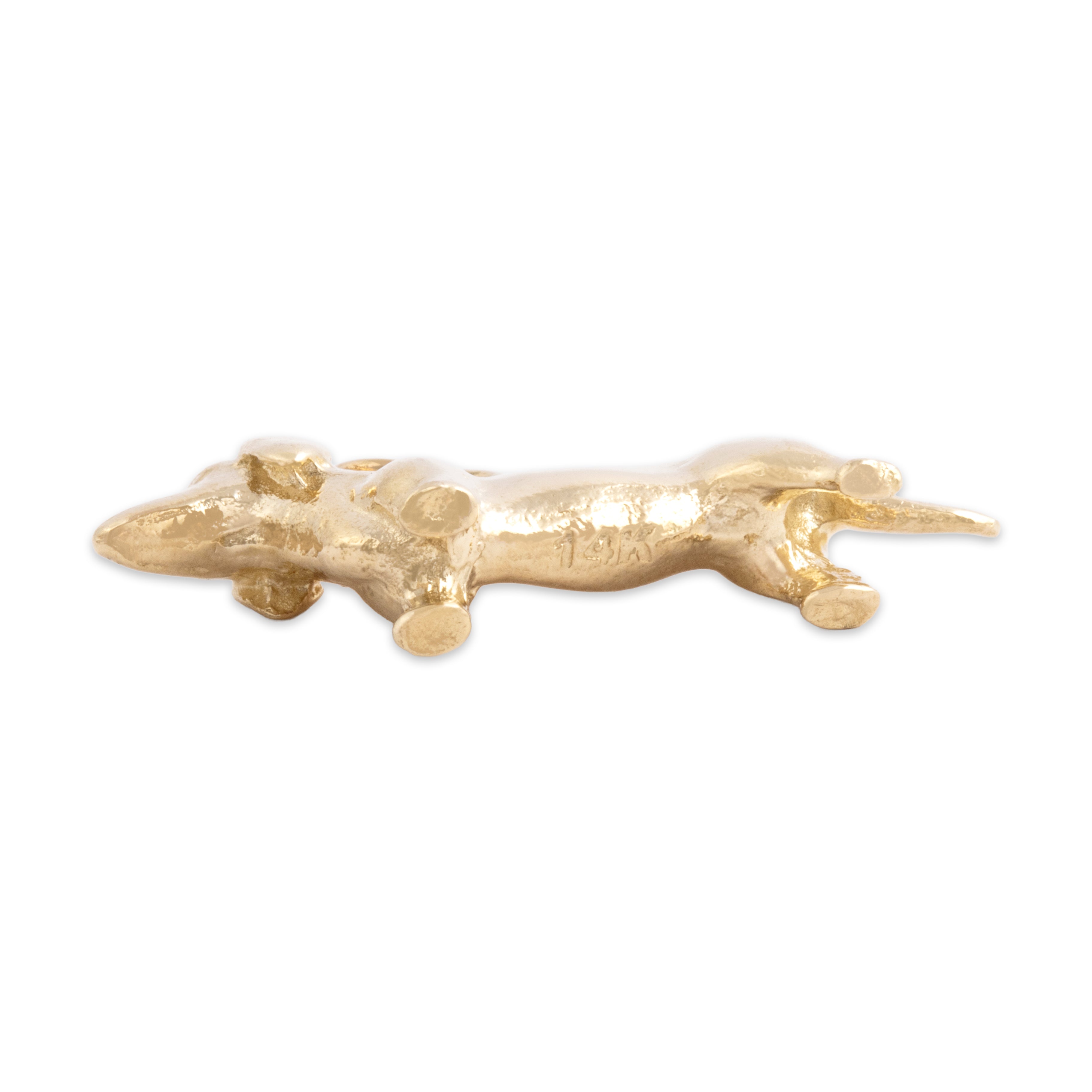 Vintage 14k Yellow Gold Adorable Dachschund Dog Charm / Pendant - detail view #1