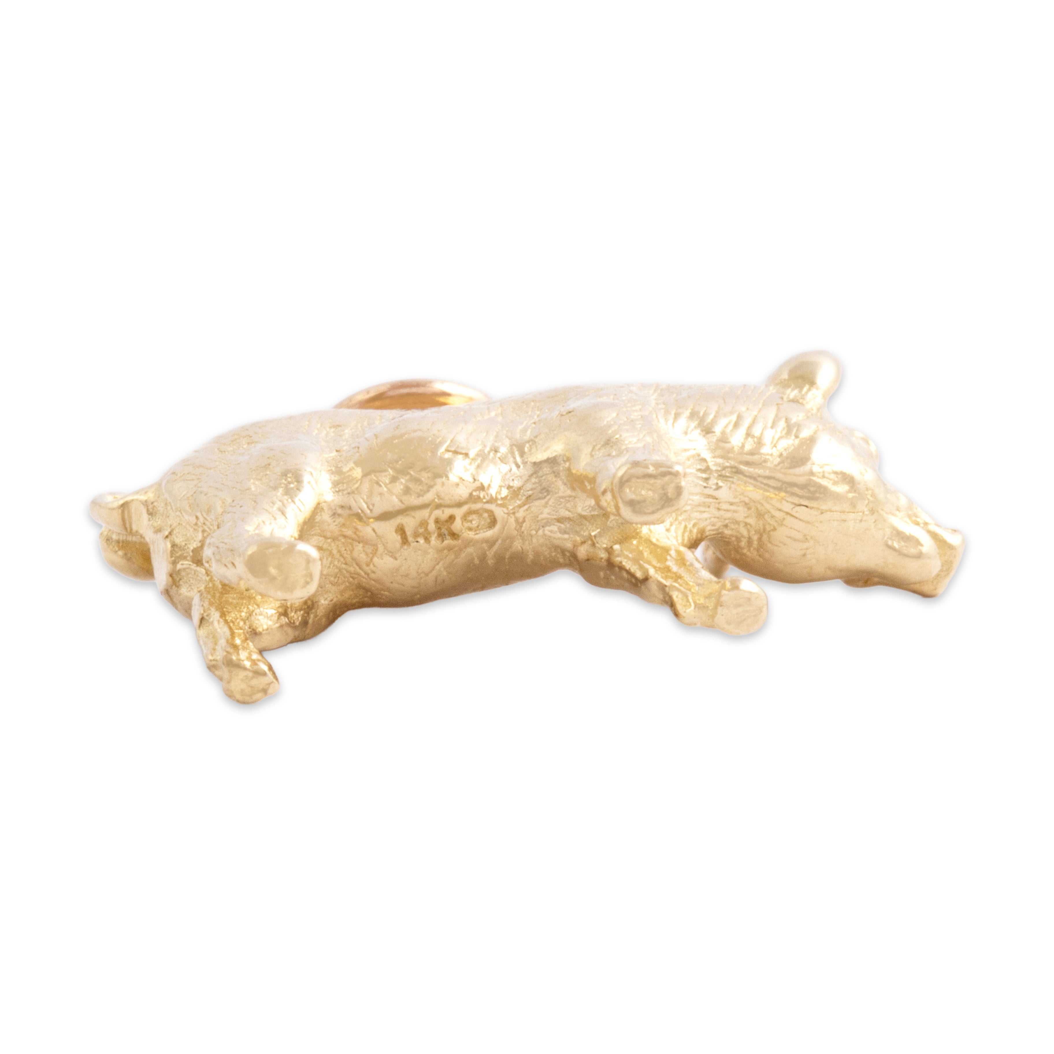 Vintage 14k Yellow Gold Friendly Figural Pig Charm / Pendant - Hallmark view