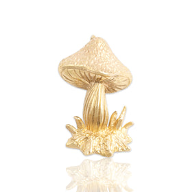 Vintage 14k Yellow Gold Textured Whimsical Toadstool Mushroom Pendant