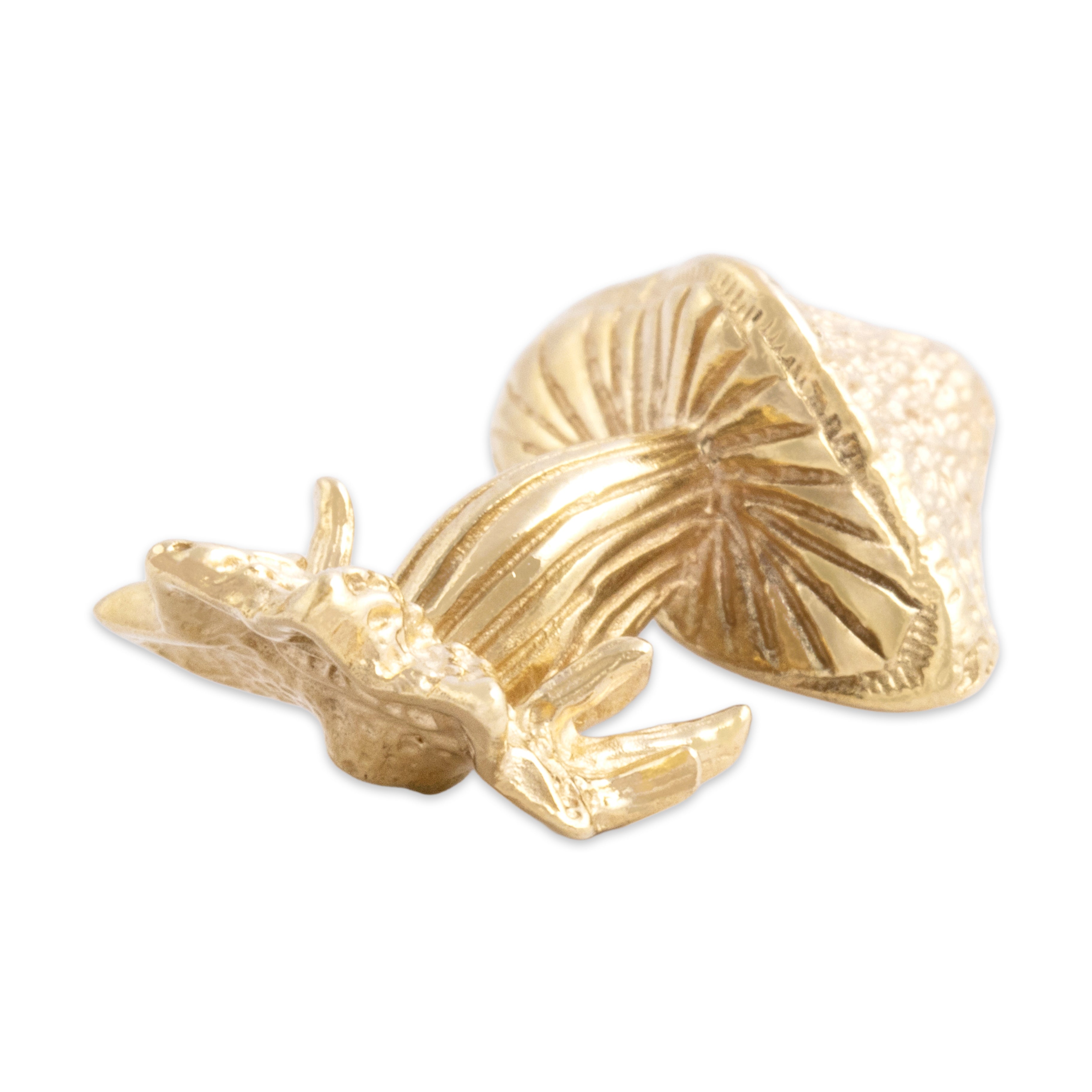 Vintage 14k Yellow Gold Textured Whimsical Toadstool Mushroom Pendant