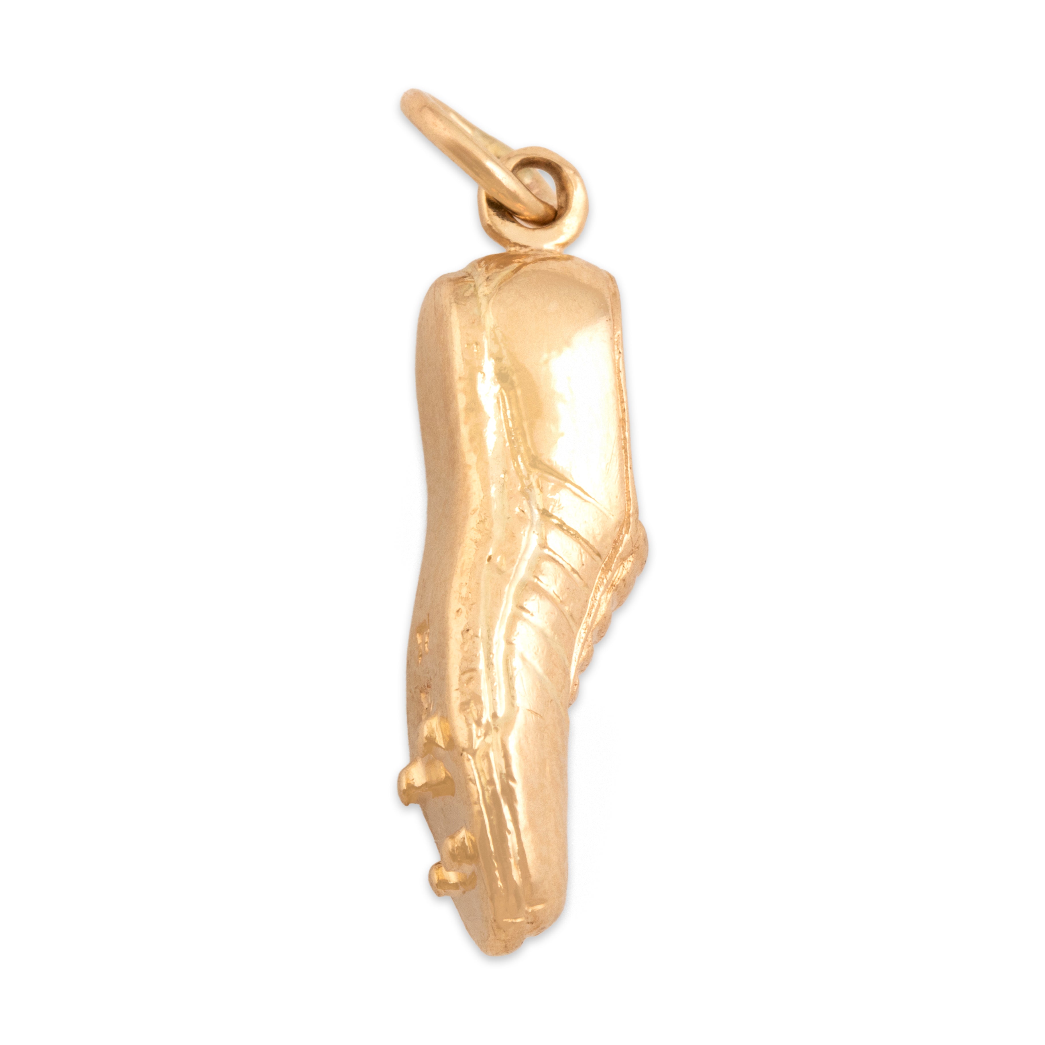 Vintage 14k Yellow Gold Dimensional Running Track Spike Shoe Charm / Pendant - Side view