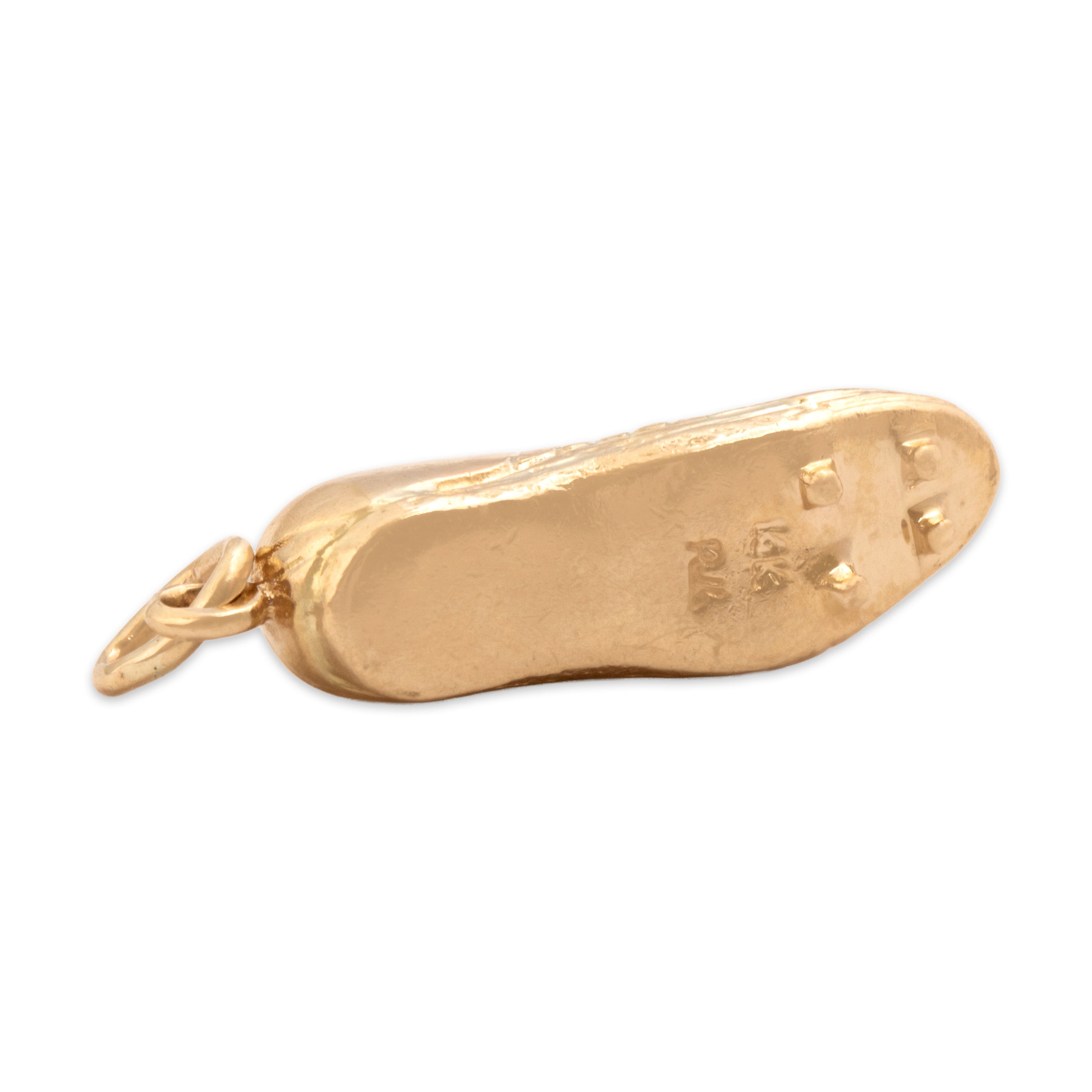 Vintage 14k Yellow Gold Dimensional Running Track Spike Shoe Charm / Pendant - Hallmark view