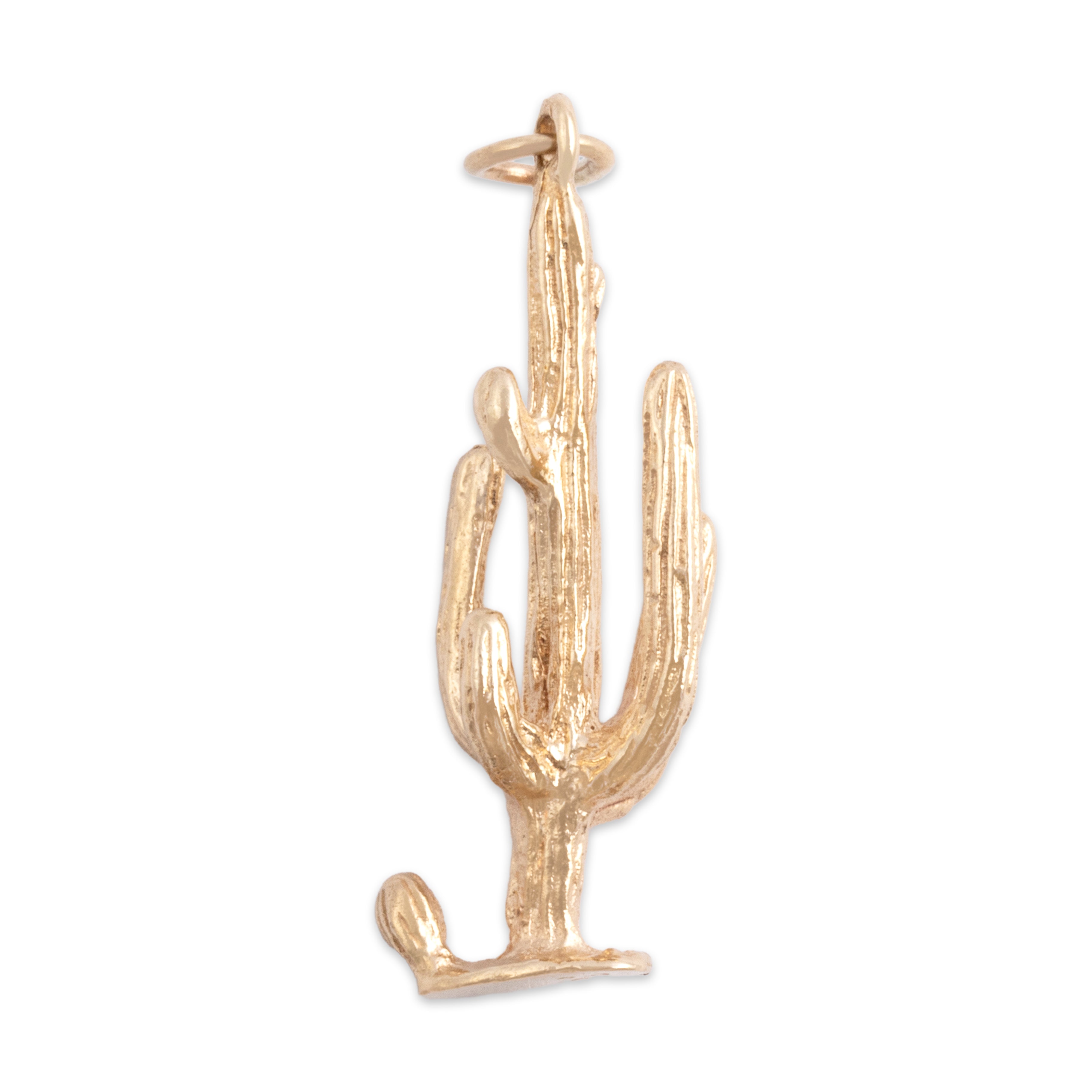 Vintage 14k Yellow Gold Tall Saguaro Cactus Charm / Pendant - detail view #1