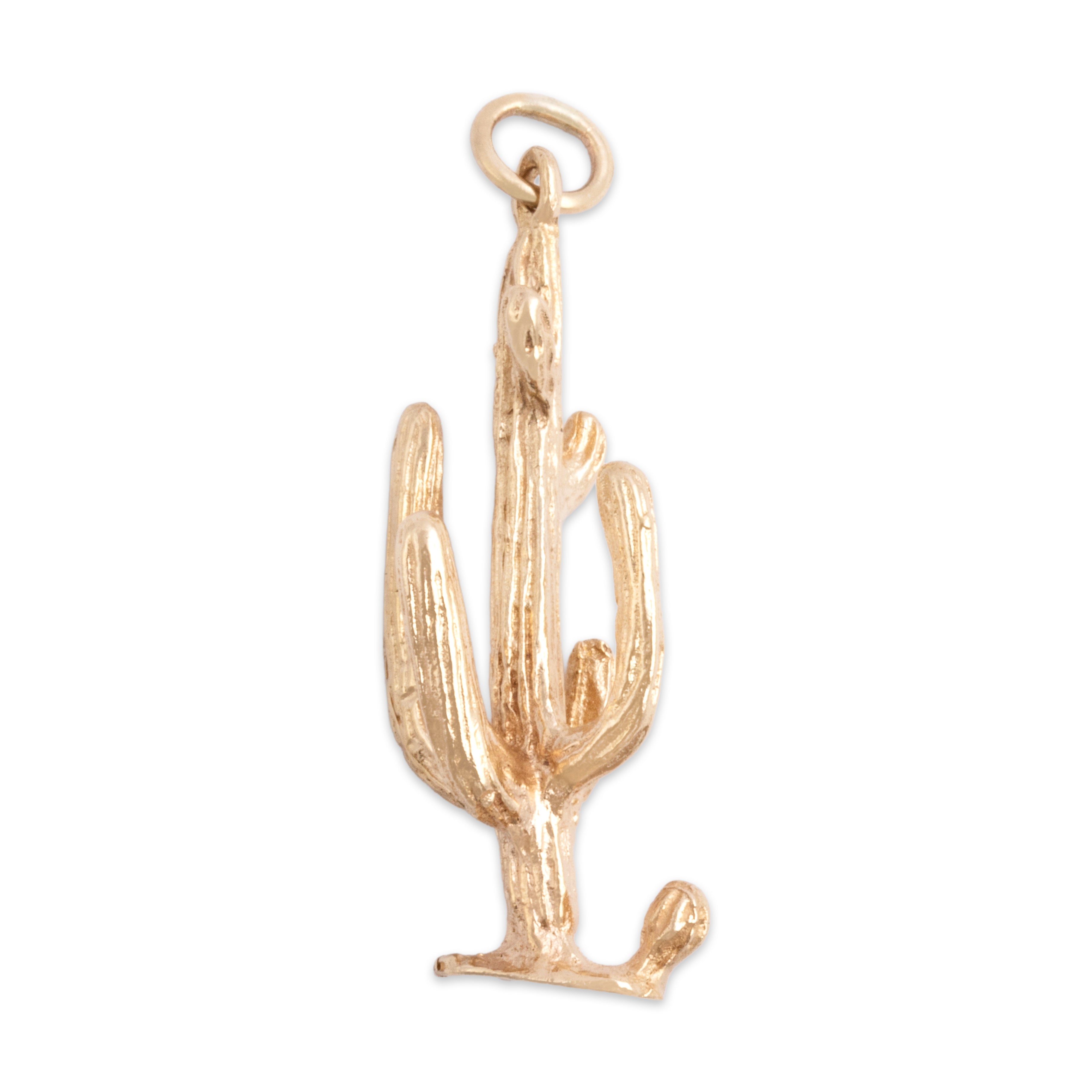 Vintage 14k Yellow Gold Tall Saguaro Cactus Charm / Pendant - Overall view