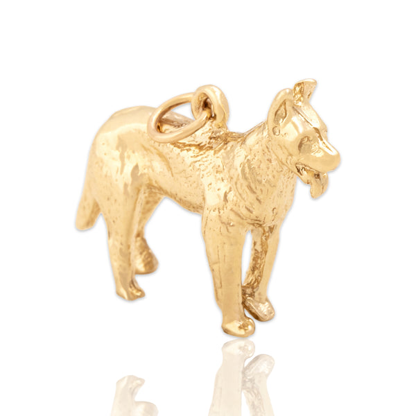 Vintage Heavy 14k Yellow Gold Figural German Shepherd Dog Charm / Pendant