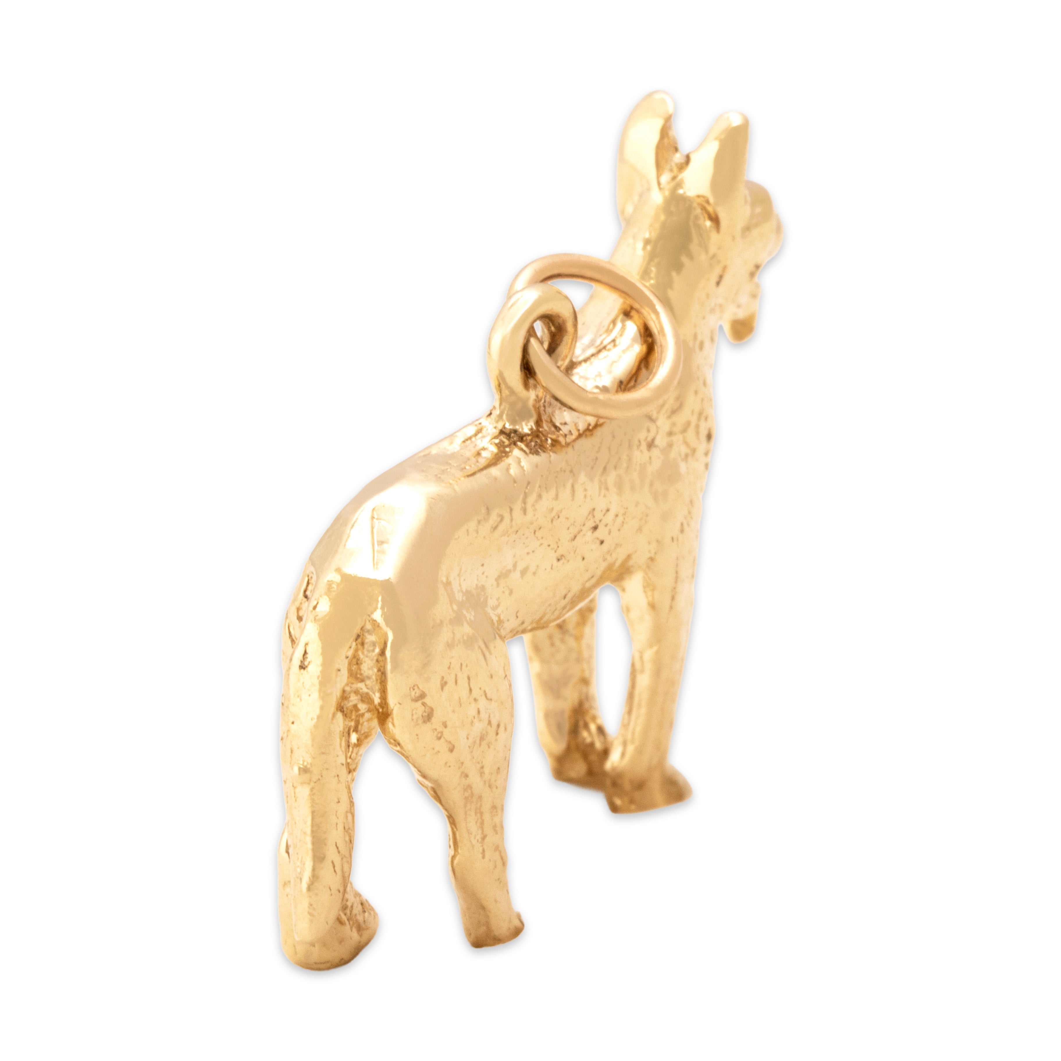 Vintage Heavy 14k Yellow Gold Figural German Shepherd Dog Charm / Pendant - detail view #1