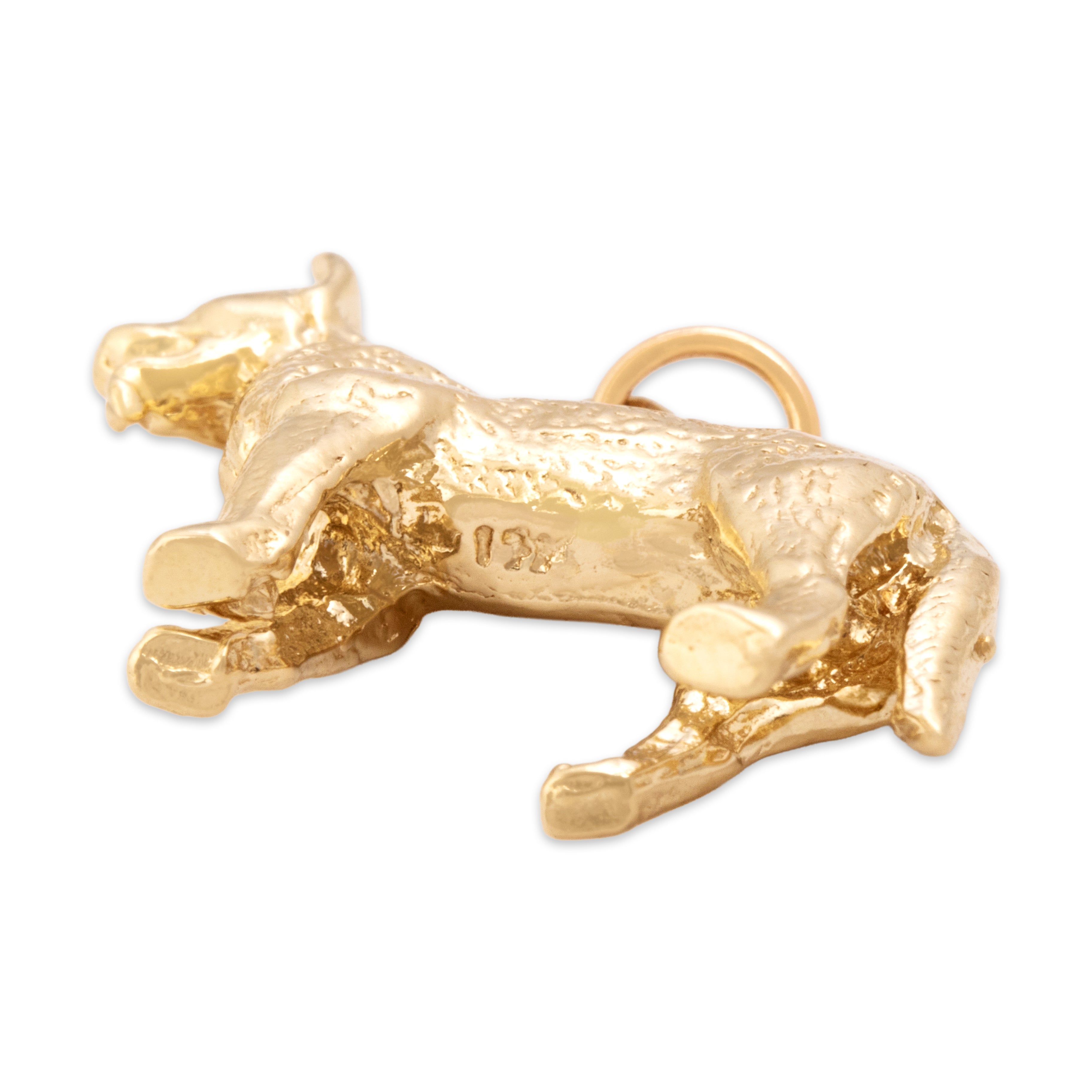 Vintage Heavy 14k Yellow Gold Figural German Shepherd Dog Charm / Pendant - detail view #2