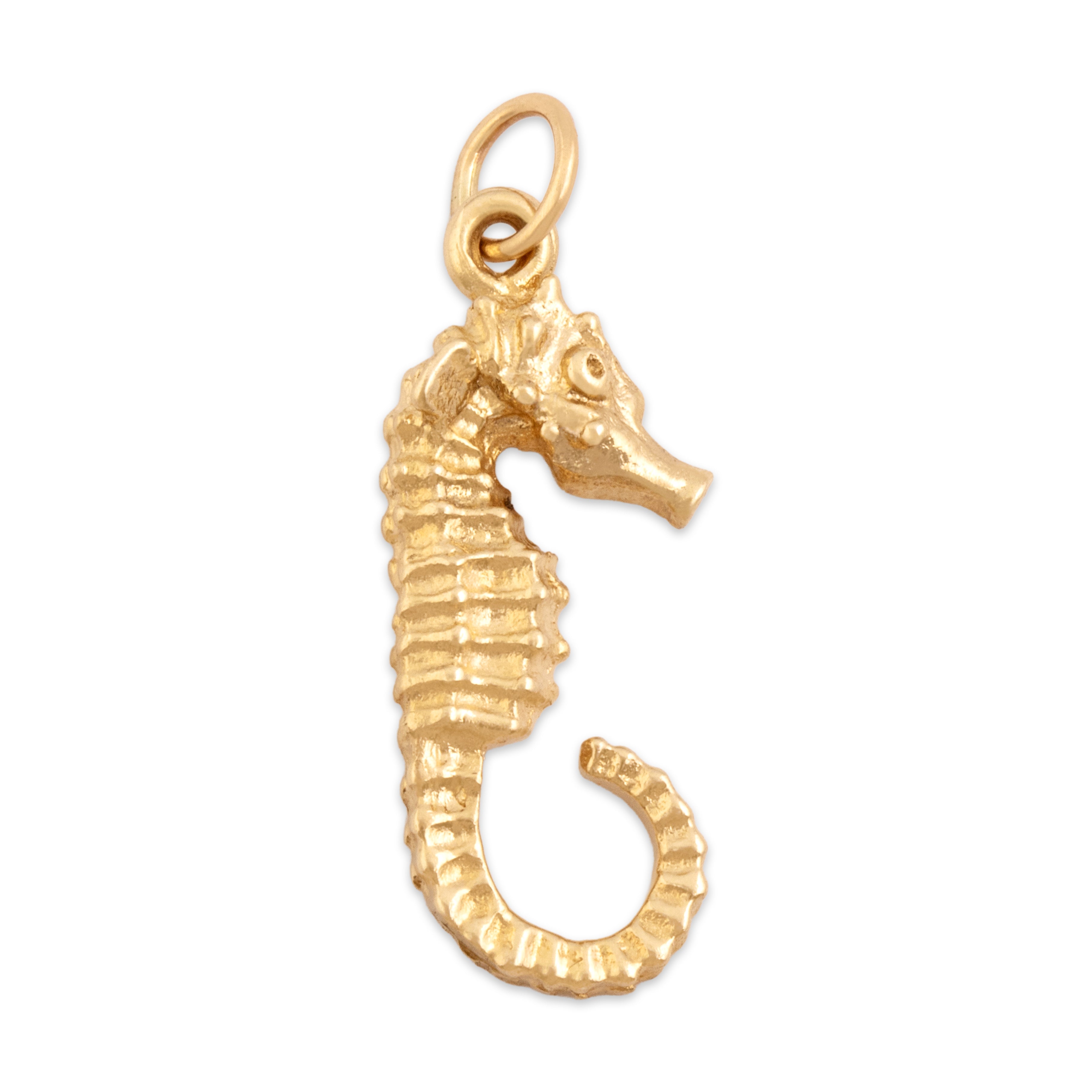 Vintage 14k Yellow Gold Swimming Detailed Seahorse Charm / Pendant - Overall view