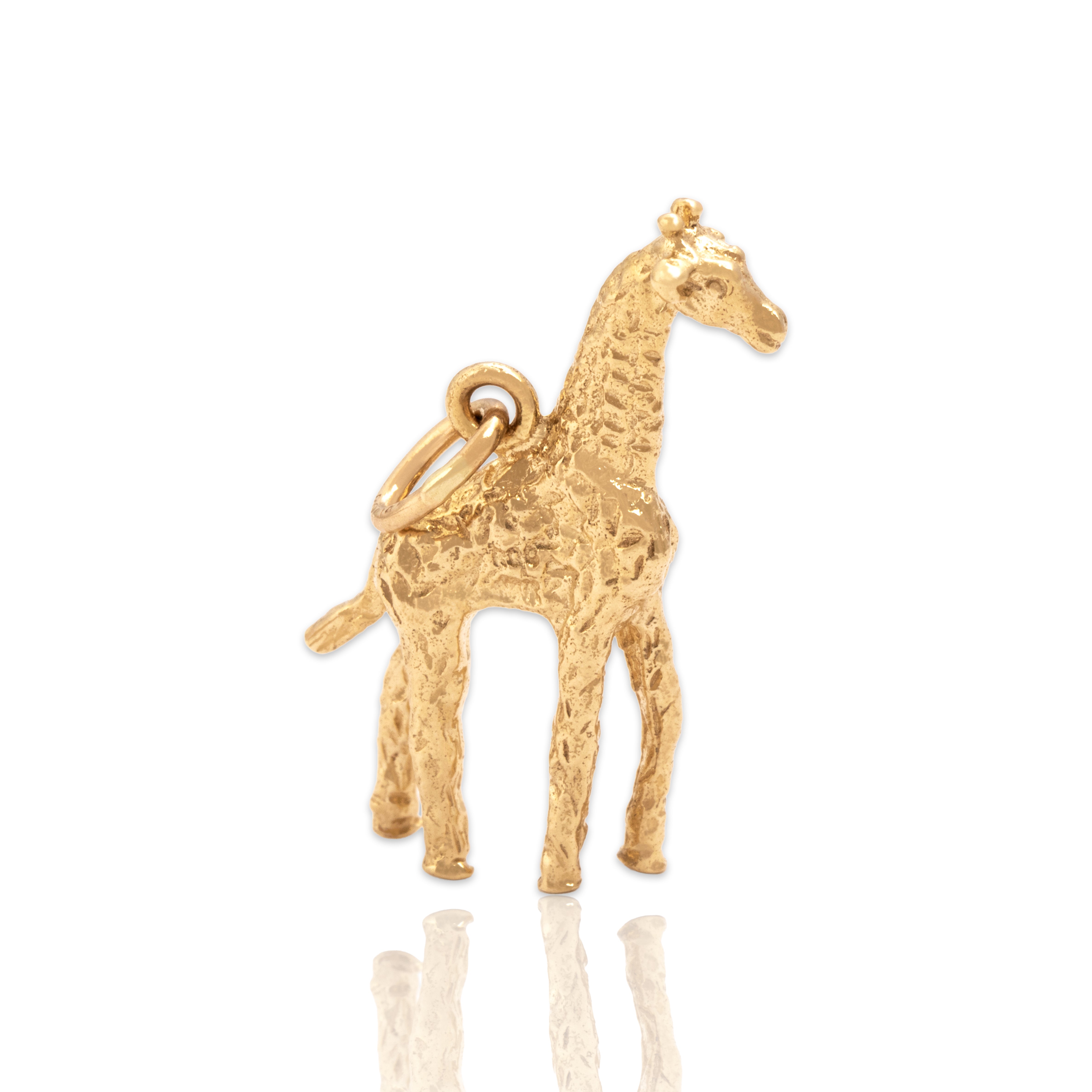 Vintage 14k Yellow Gold Graceful Strutting Giraffe Charm / Pendant - Close-up view