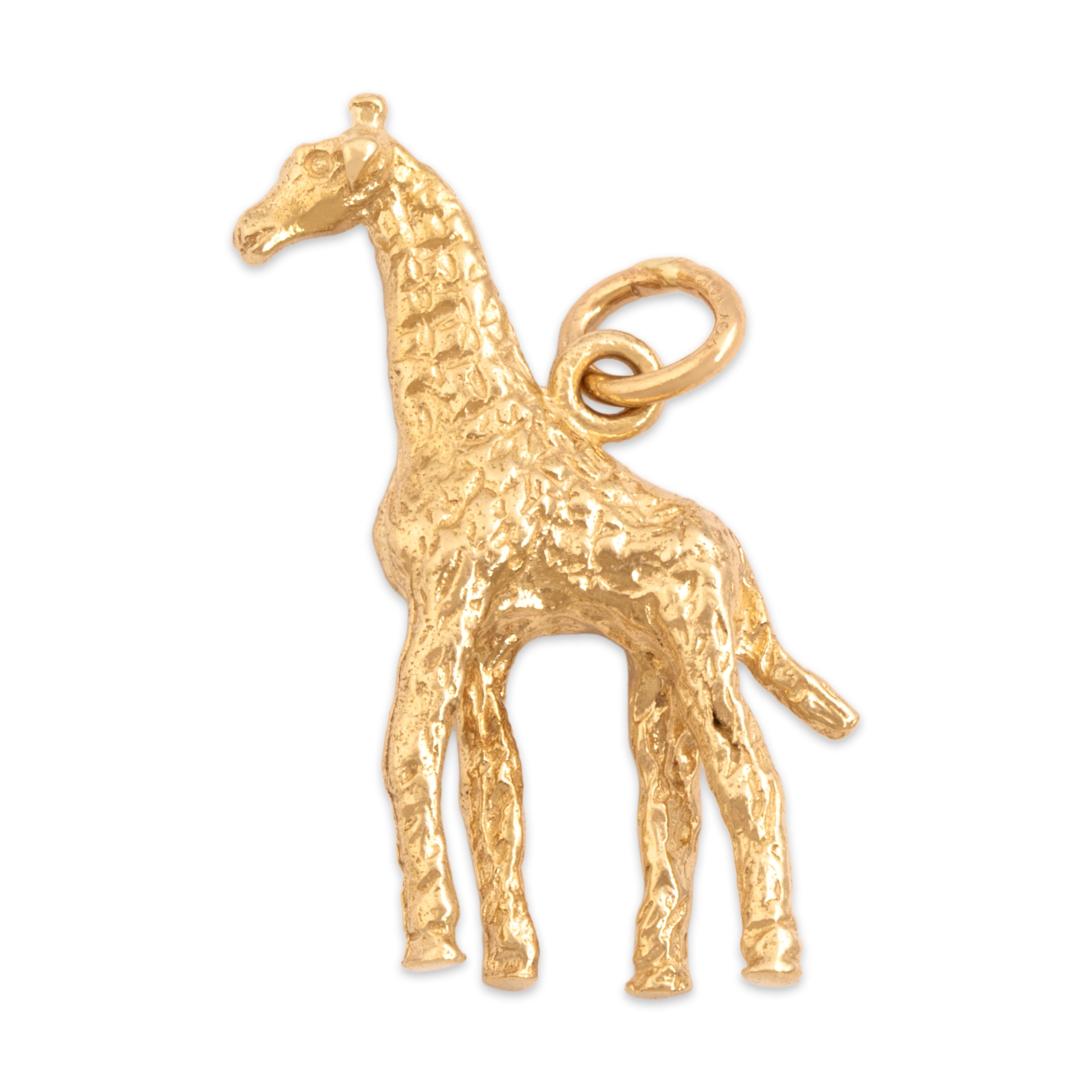 Vintage 14k Yellow Gold Graceful Strutting Giraffe Charm / Pendant - Overall view