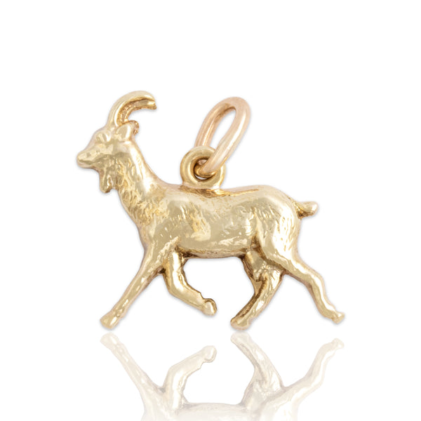 Vintage 14k Yellow Gold Dimensional Figural Goat Charm / Pendant