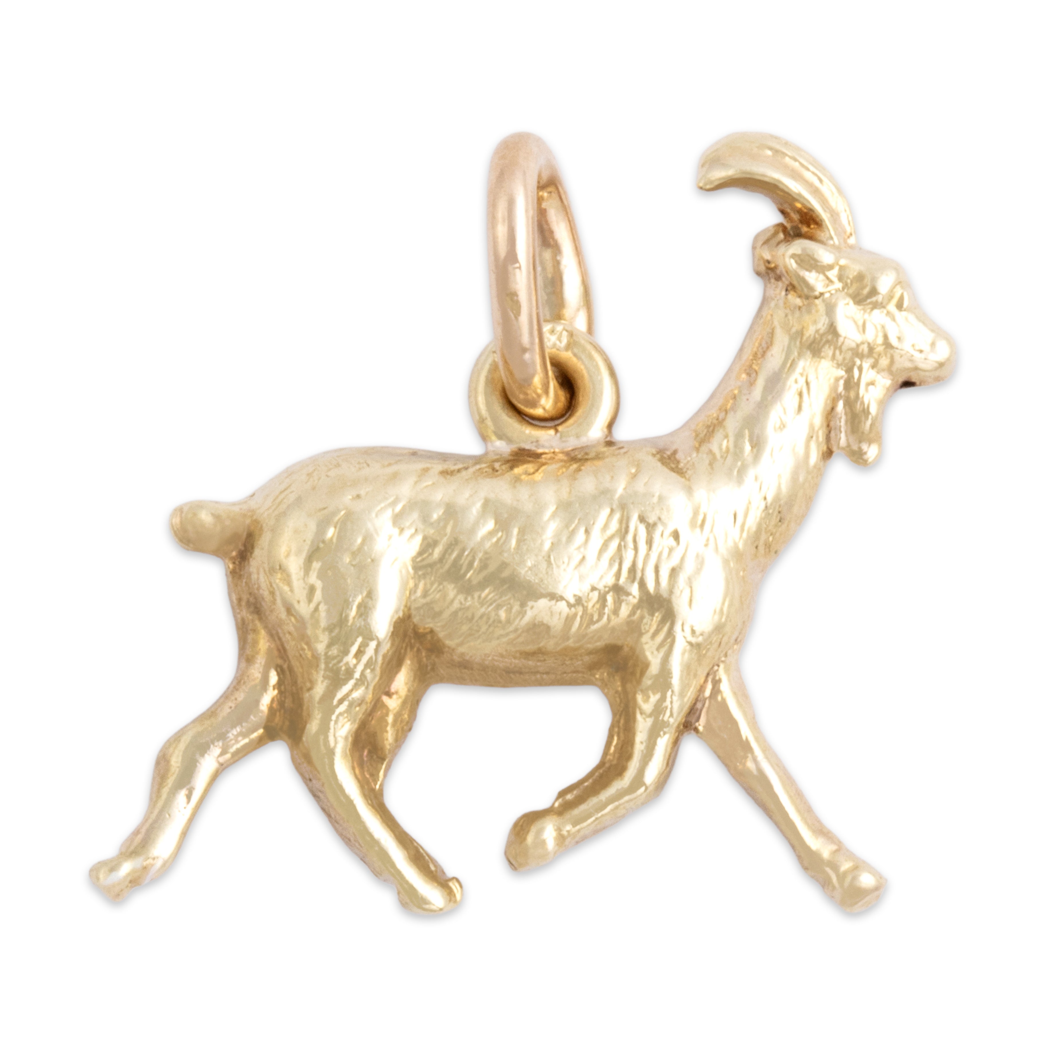 Vintage 14k Yellow Gold Dimensional Figural Goat Charm / Pendant