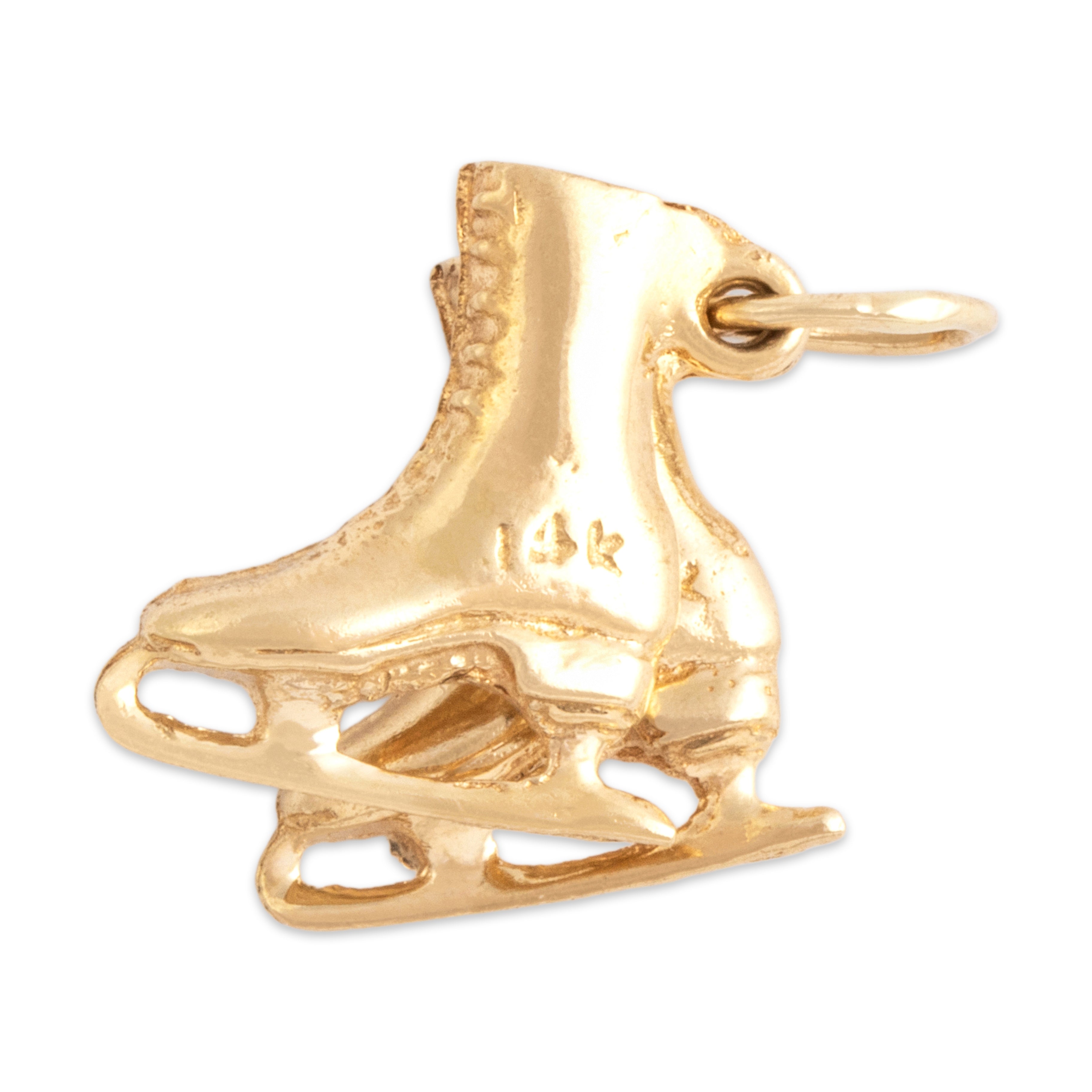 Vintage 14k Yellow Gold Adorable Pair Of Ice Skates Charm / Pendant