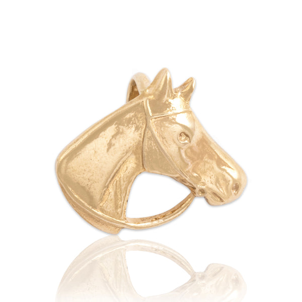 Vintage Small 14k Yellow Gold Bridled Horse Pendant