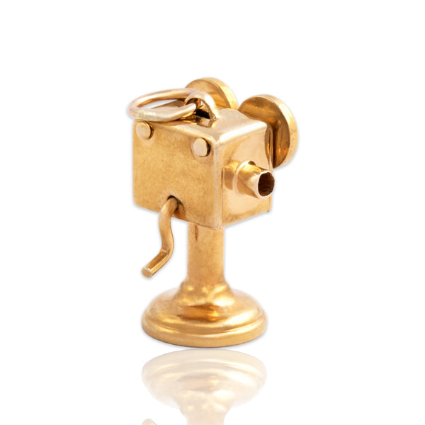 Vintage 14k Yellow Gold Wonderful Articulated Movie Film Camera Charm / Pendant
