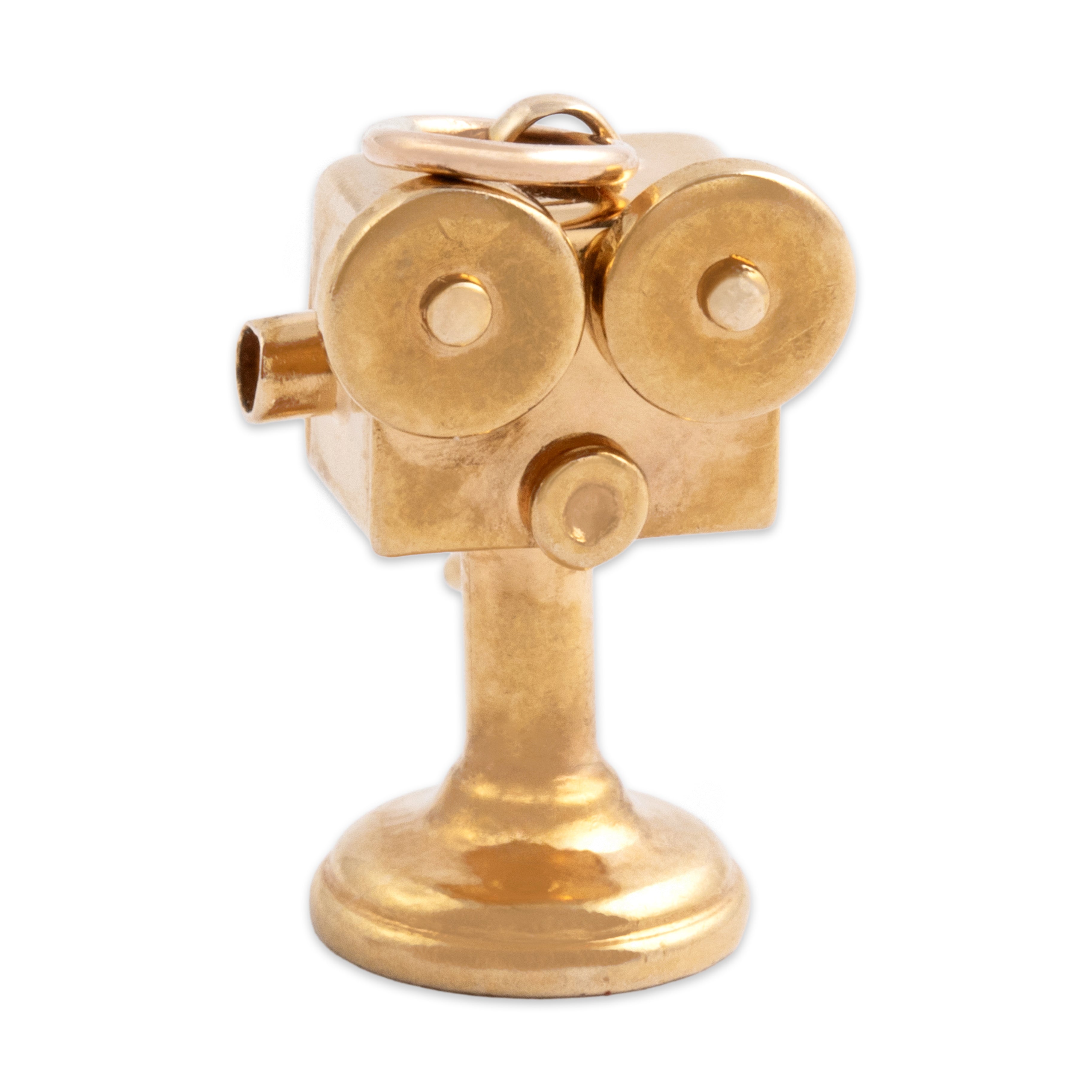 Vintage 14k Yellow Gold Wonderful Articulated Movie Film Camera Charm / Pendant - Overall view