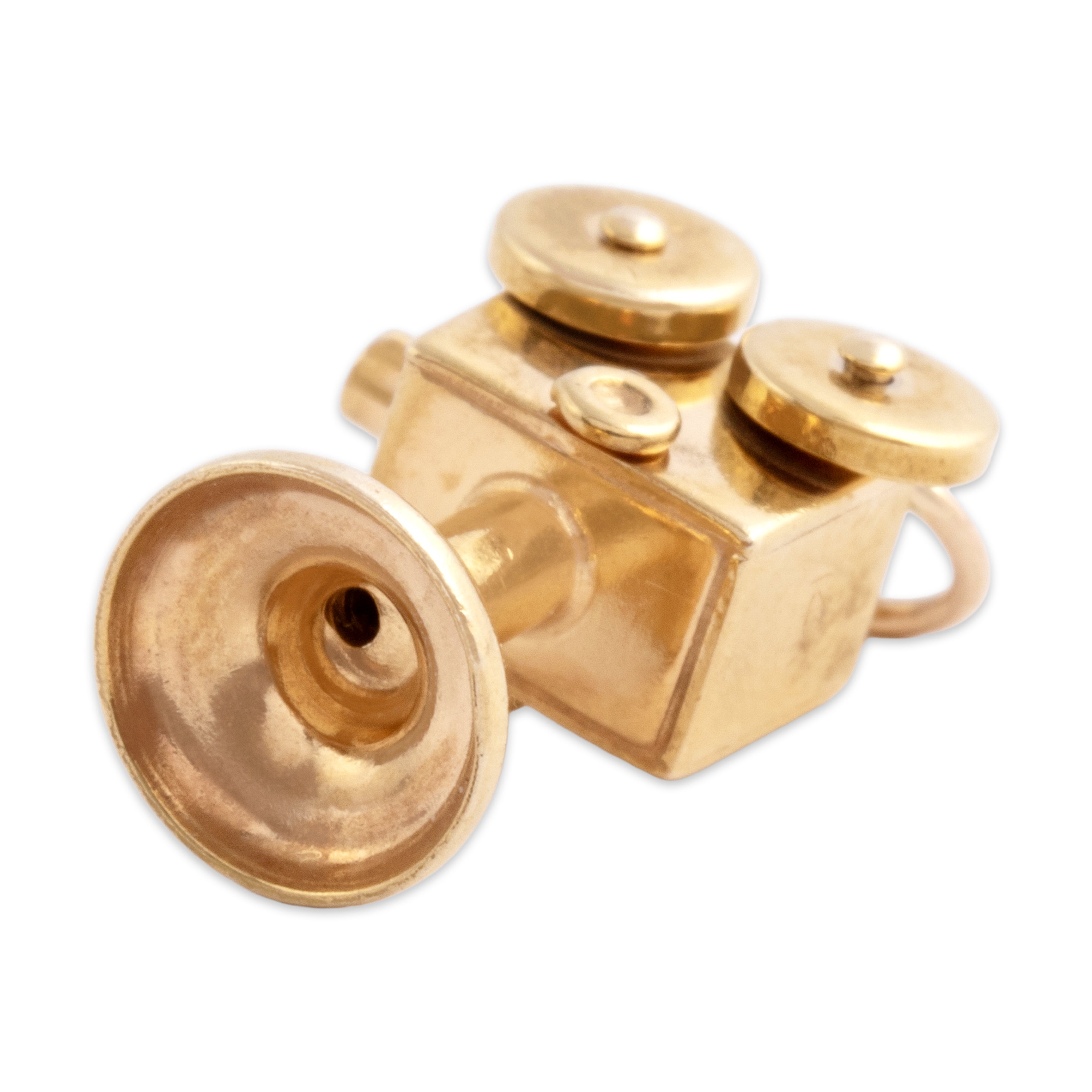Vintage 14k Yellow Gold Wonderful Articulated Movie Film Camera Charm / Pendant - detail view #1