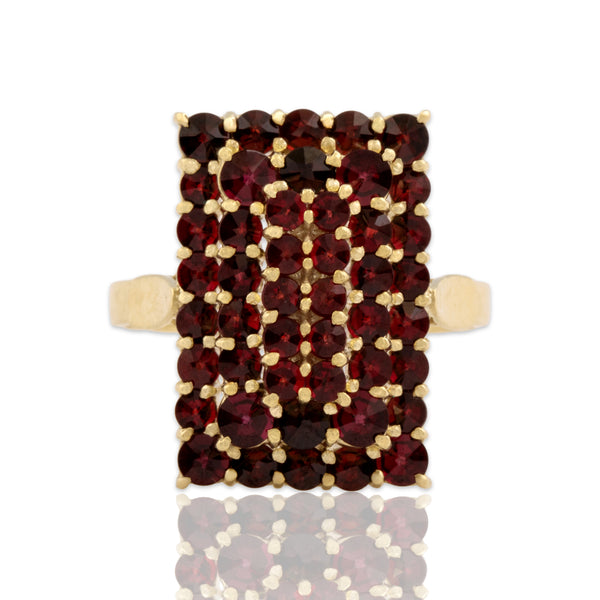Vintage 14k Yellow Gold 1.93cttw Garnet Striking Rectangular Pyramid Ring 7.75