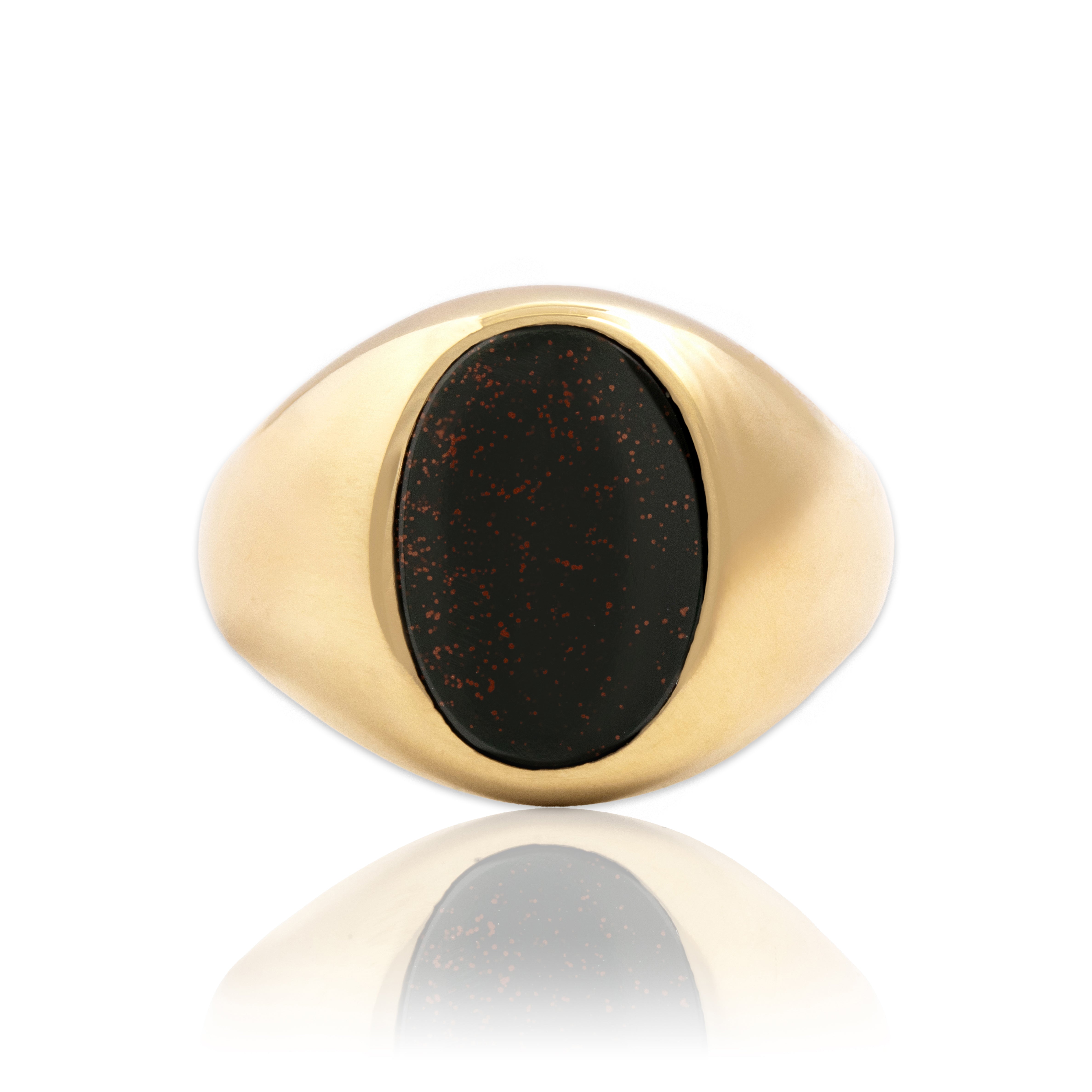 Vintage 14k Yellow Gold 2.77ct Bloodstone Bold Classic Oval Signet Ring 9.00