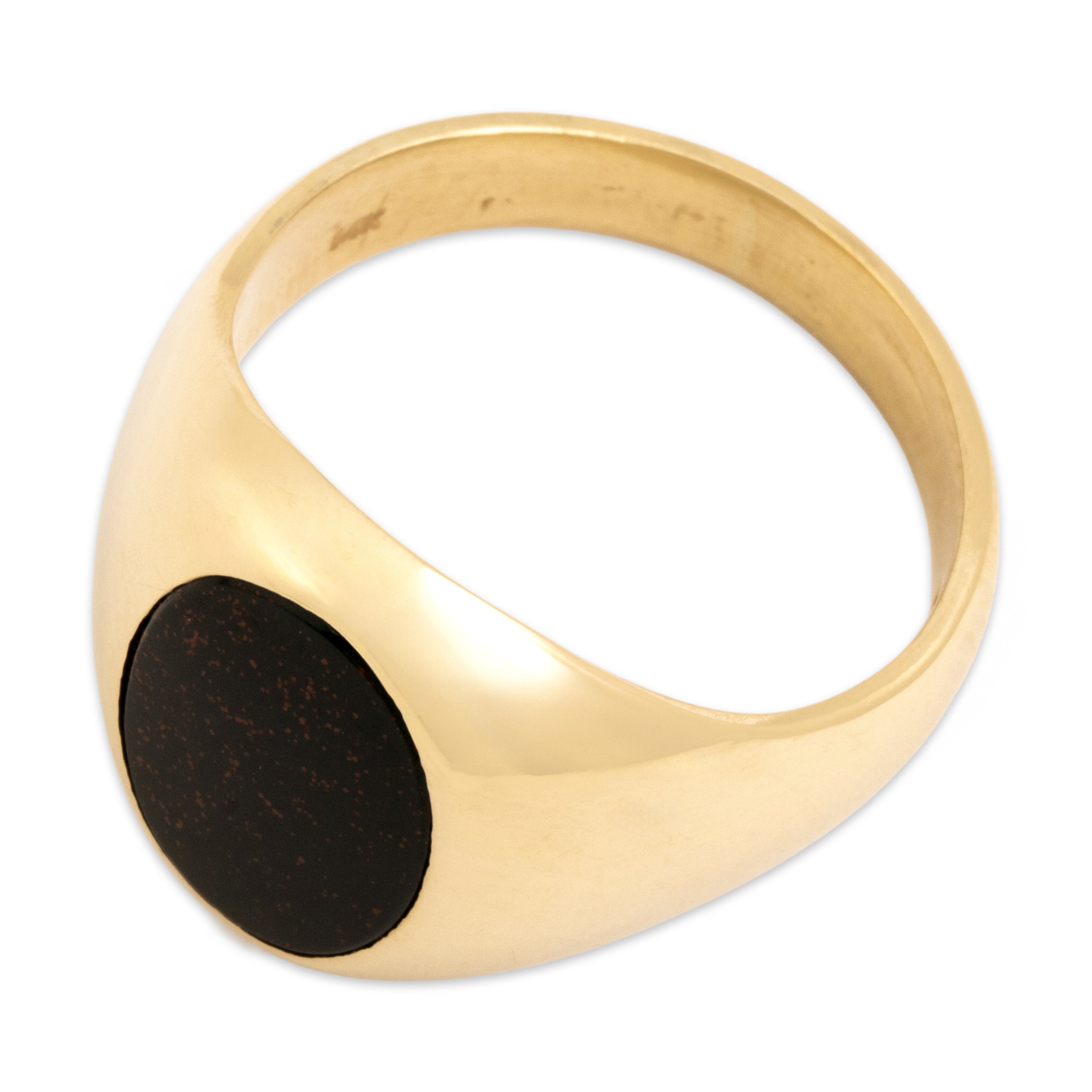 Vintage 14k Yellow Gold 2.77ct Bloodstone Bold Classic Oval Signet Ring - Overall view
