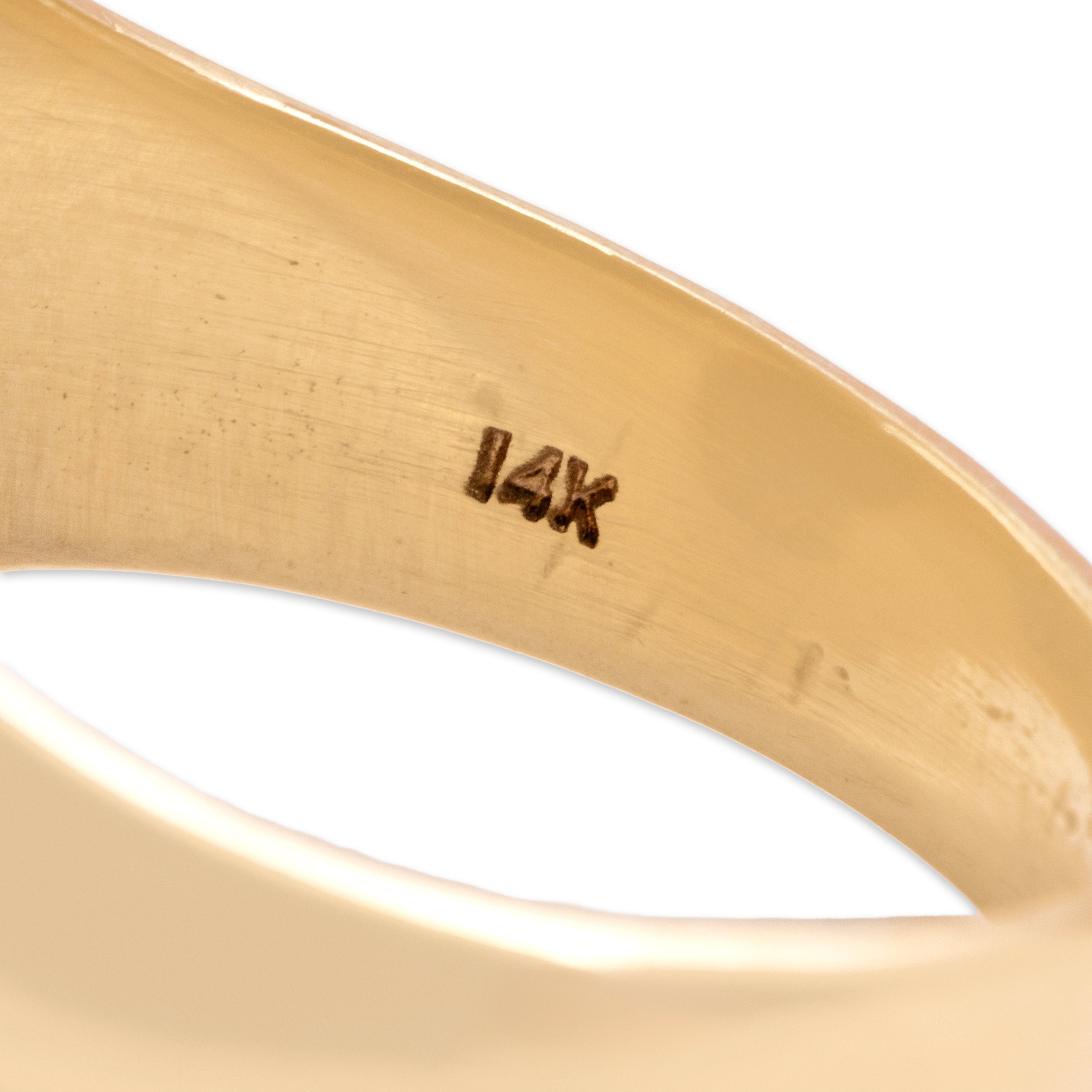 Vintage 14k Yellow Gold 2.77ct Bloodstone Bold Classic Oval Signet Ring - Hallmark view