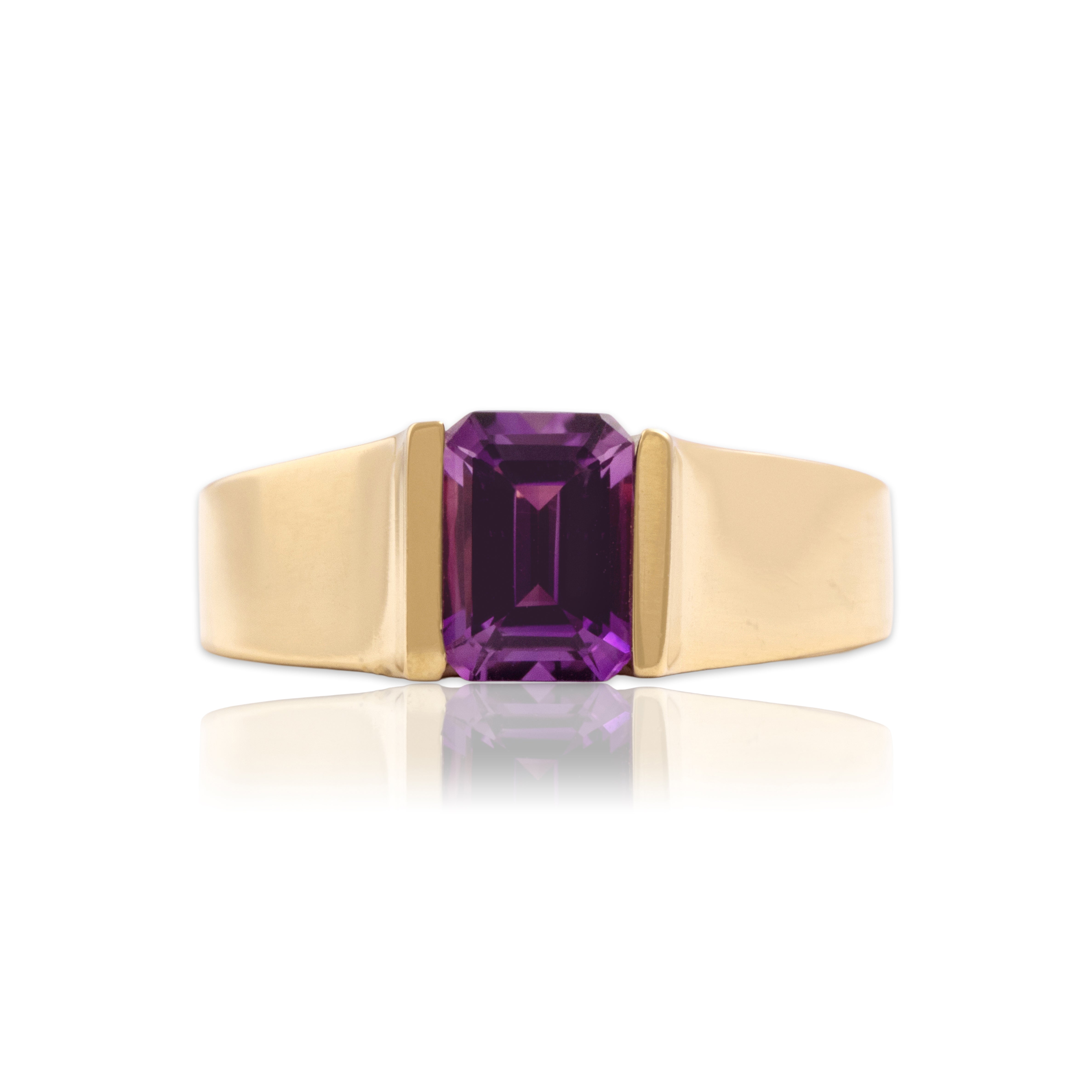 Vintage 14k Yellow Gold .74ct Amethyst Chic Modern Solitaire Ring 6.00