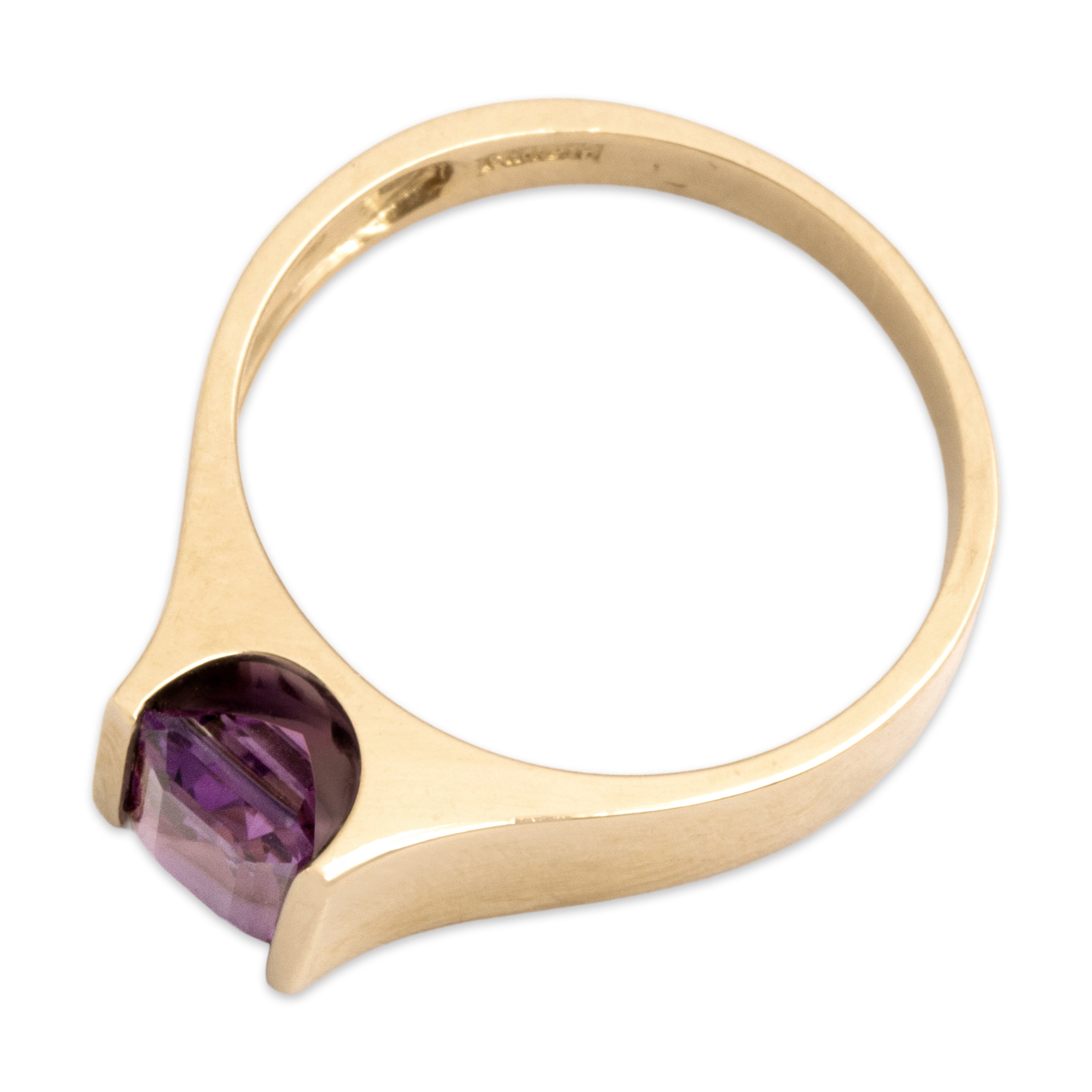 Vintage 14k Yellow Gold .74ct Amethyst Chic Modern Solitaire Ring 6.00