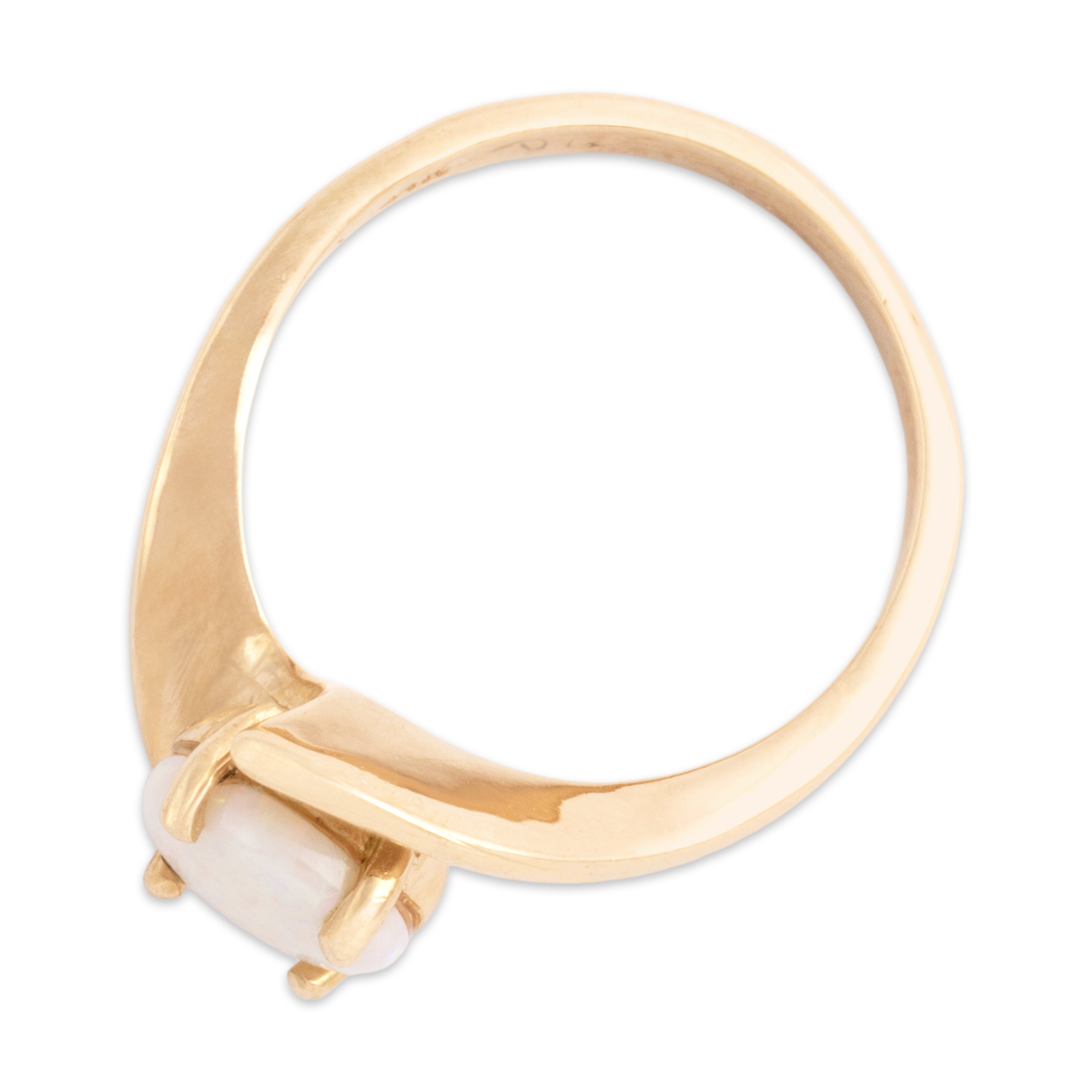Vintage 14k Yellow Gold .54ct Opal Flashing East-West Bypass Ring - Overall view