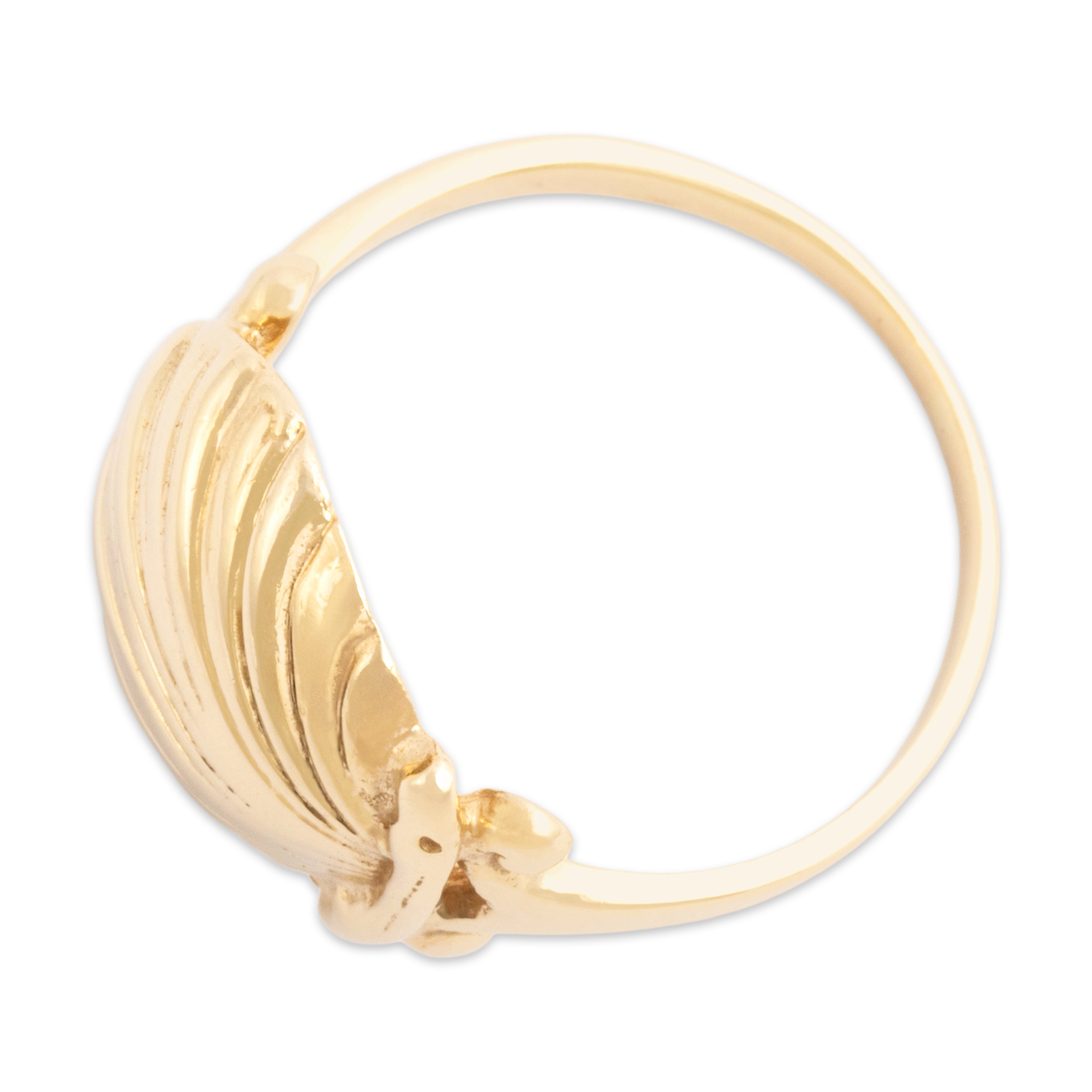 Vintage 14k Yellow Gold Elegant Scrolled Seashell Ring 6.25