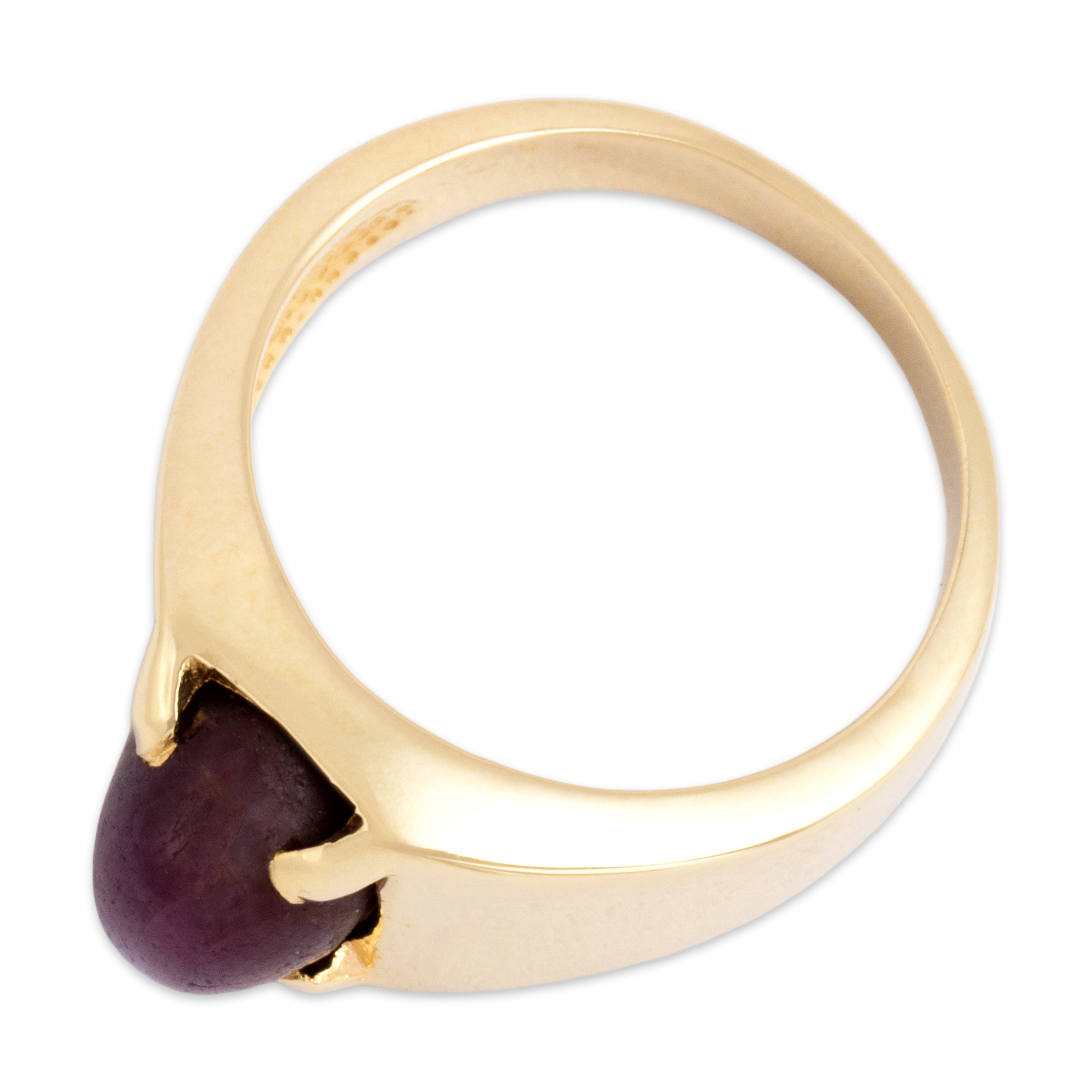 Vintage Substantial 14k Yellow Gold 7.39ct Star Ruby Mesmerizing Solitaire Ring - Overall view