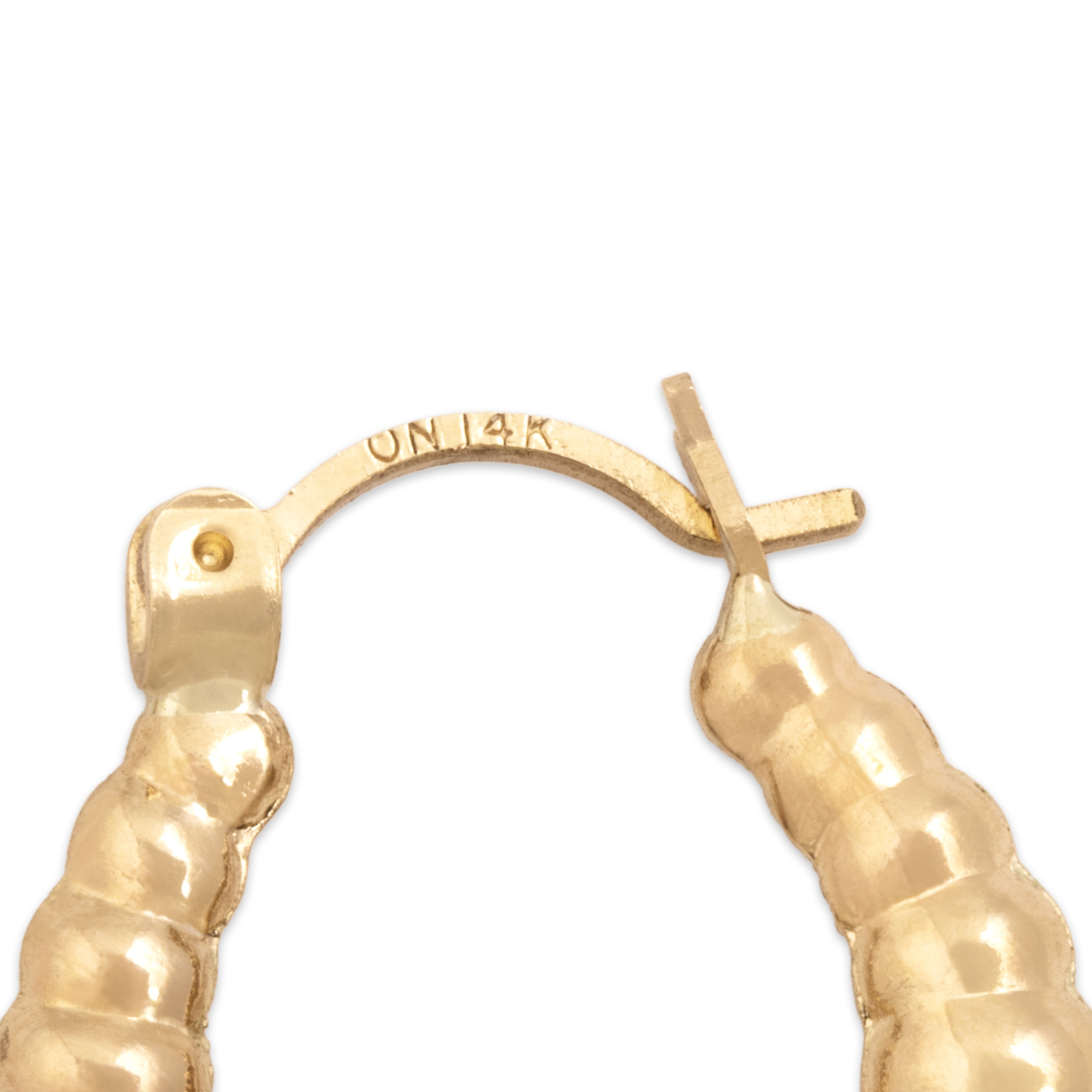Vintage 14k Yellow Gold Ribbed Graduating Oval Hoop Earrings - Hallmark view