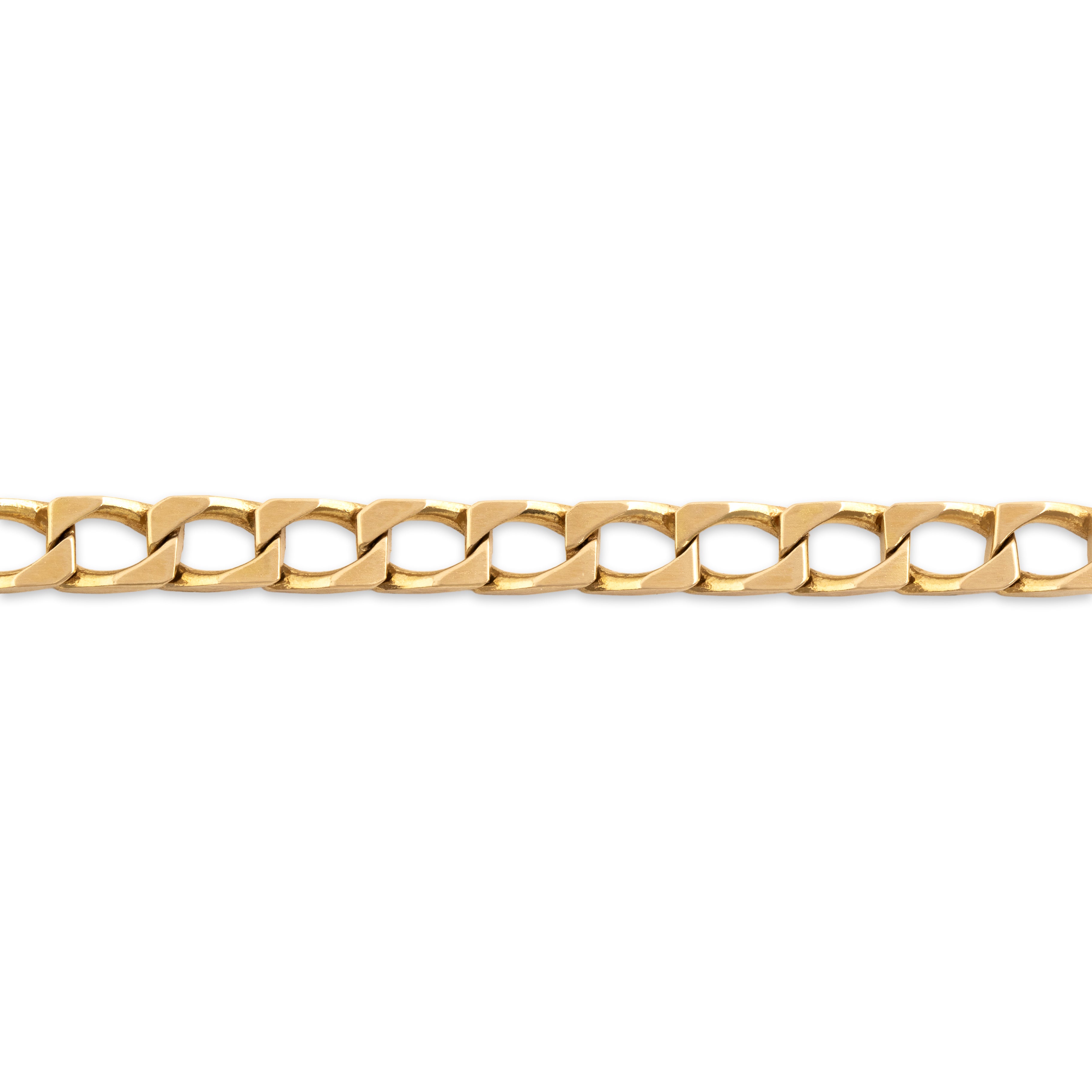 Vintage Italian 14k Yellow Gold Sleek Flat Rectangular Curb Link Bracelet - detail view #1